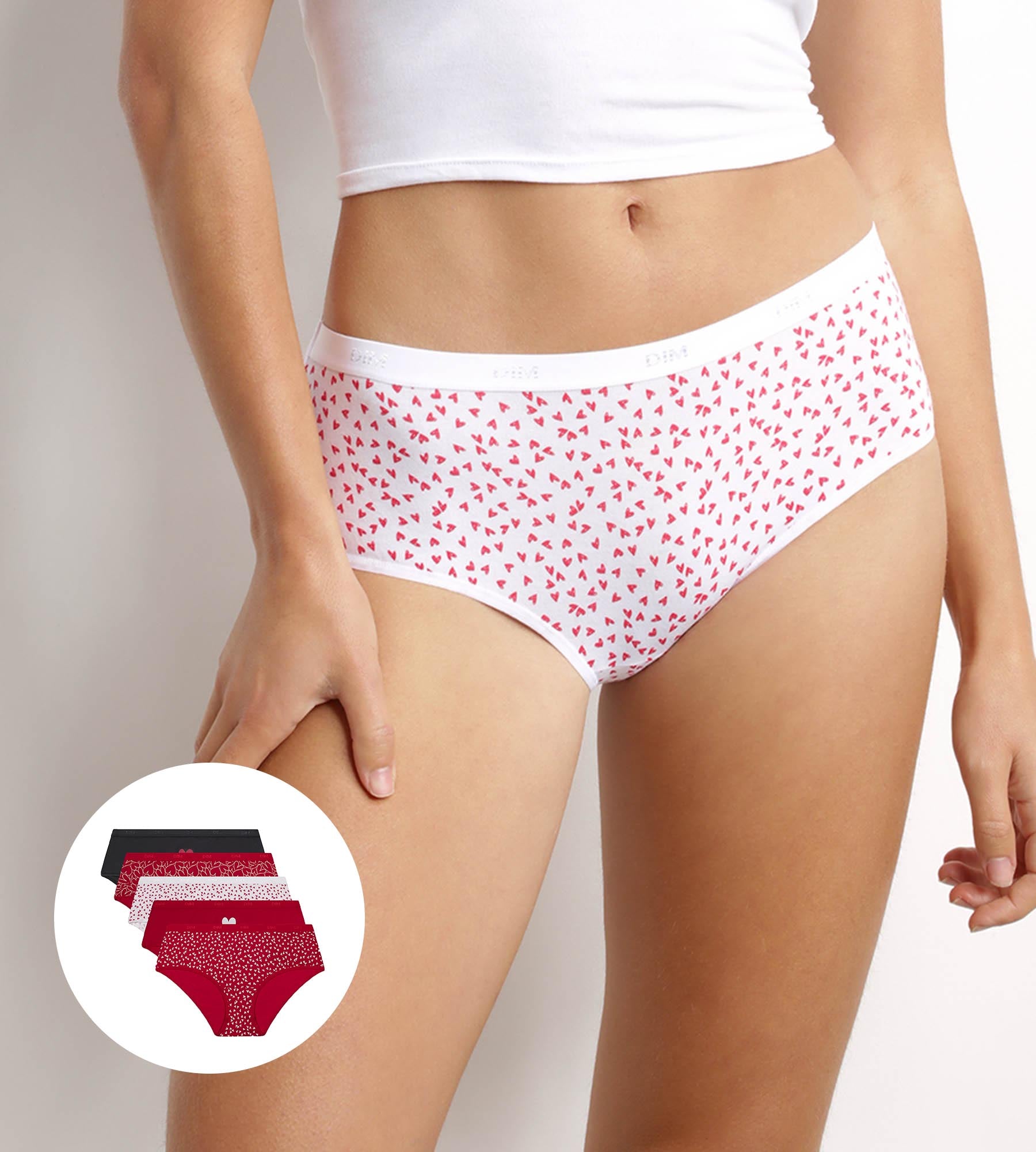 DIM Pacco da 5 shorty da donna in cotone elasticizzato a cuore