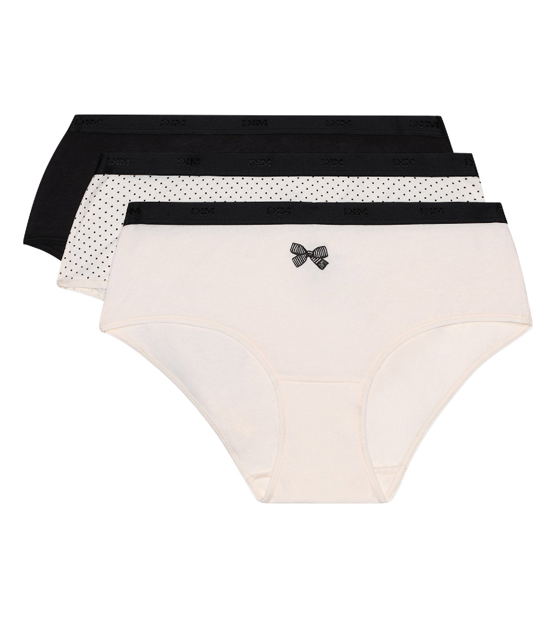 DIM Les Pockets Pacco da 3 boxer in cotone con fiocco nero