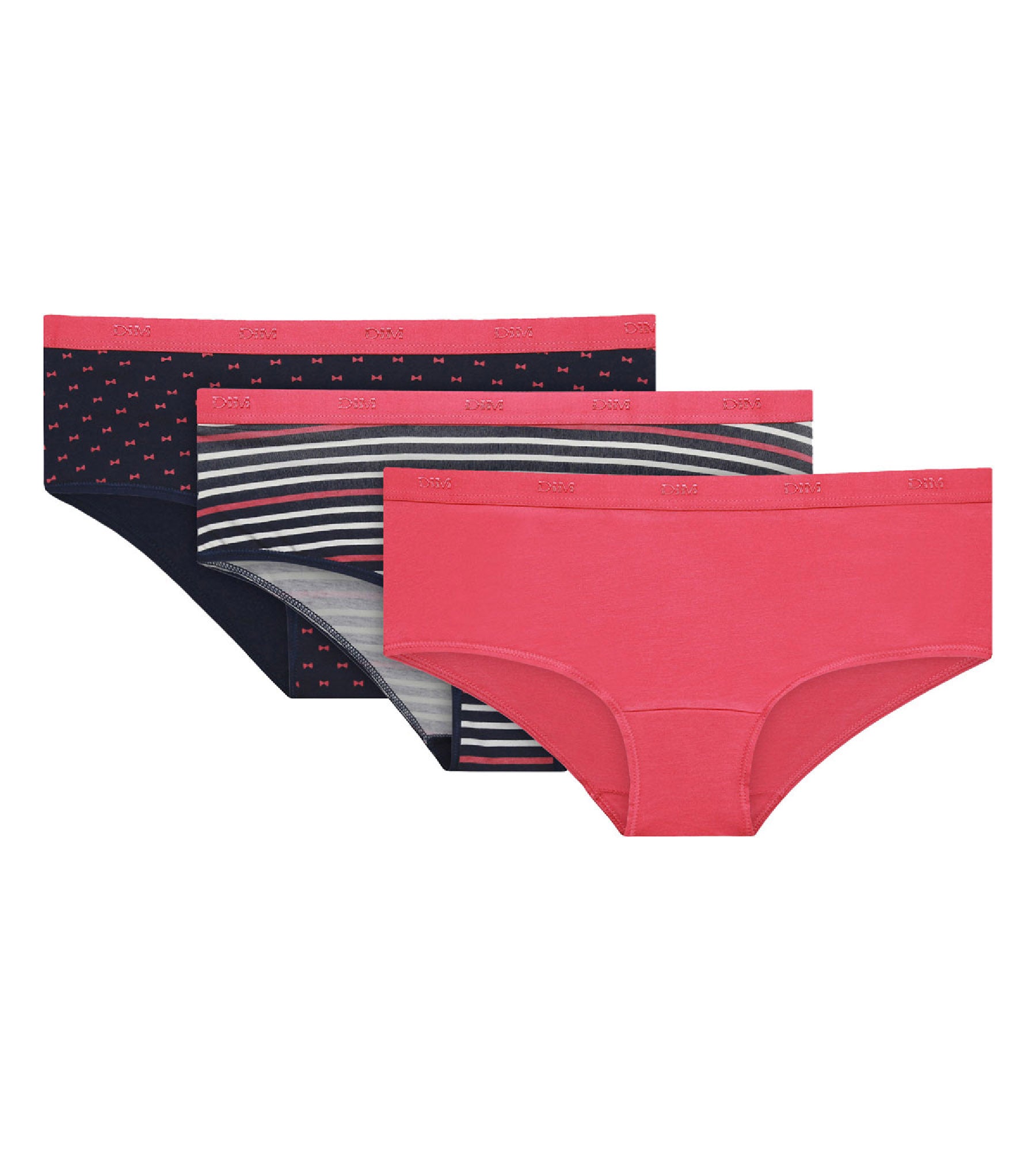 DIM Pacco da 3 boxer Les Pockets in cotone elasticizzato rosa