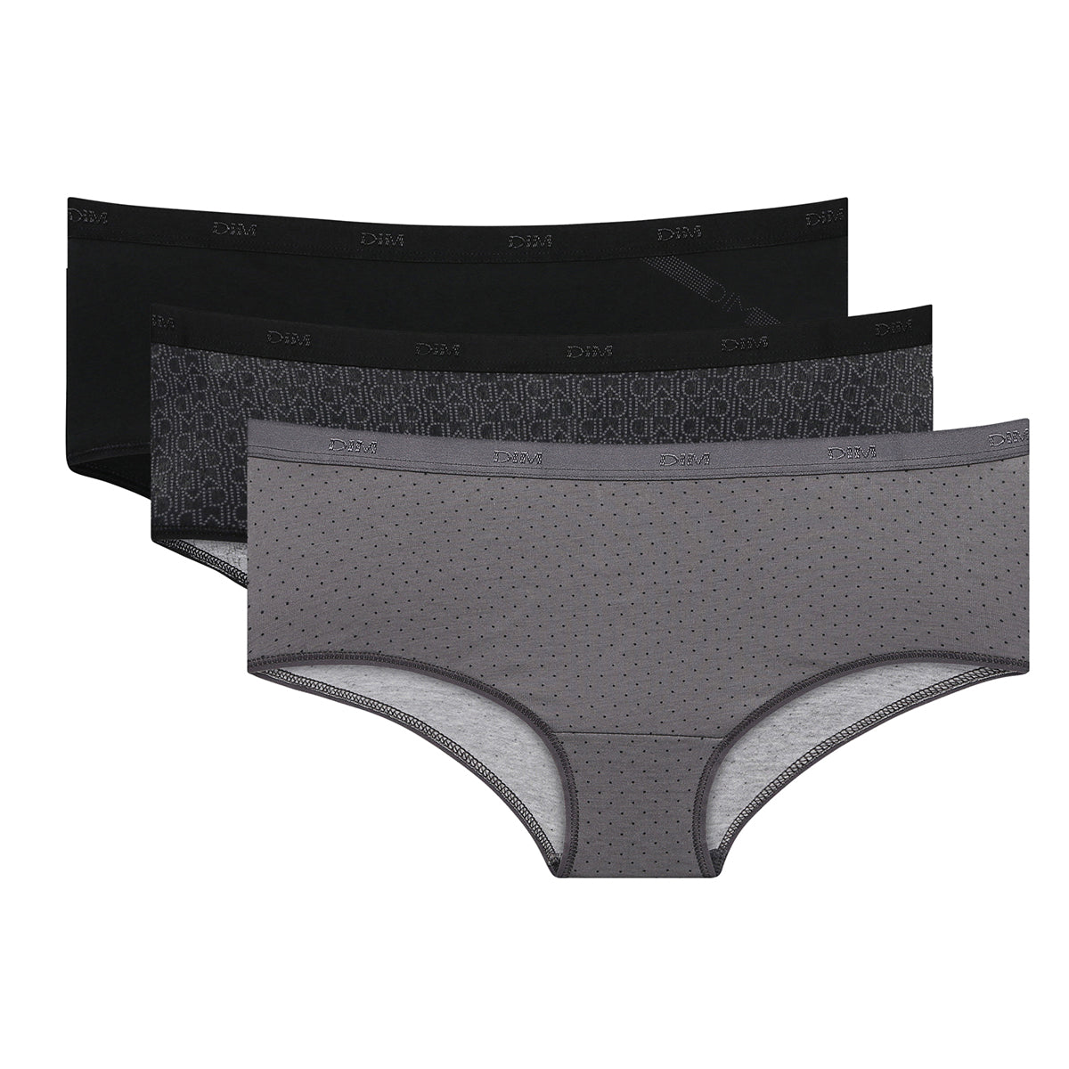 DIM Donna Pacco da 3 boxer neri - Les Pockets Coton