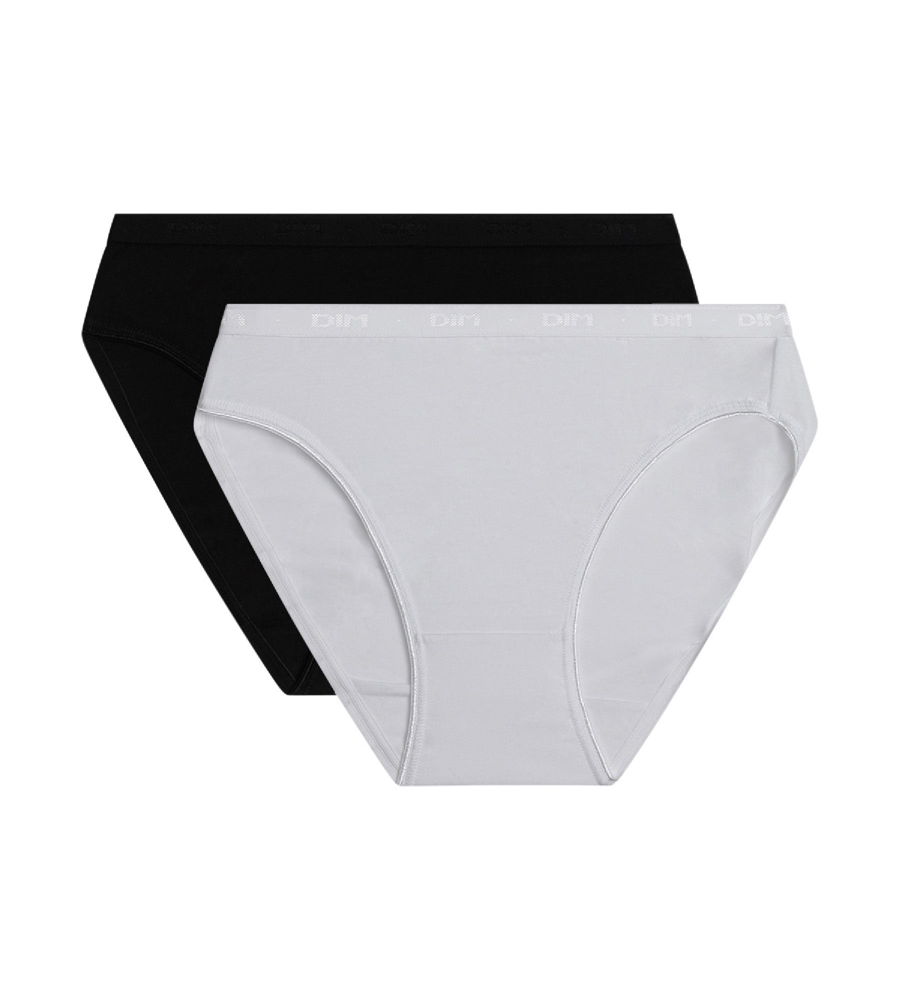 DIM Pacco da 2 slip midi in cotone bio bianco e nero