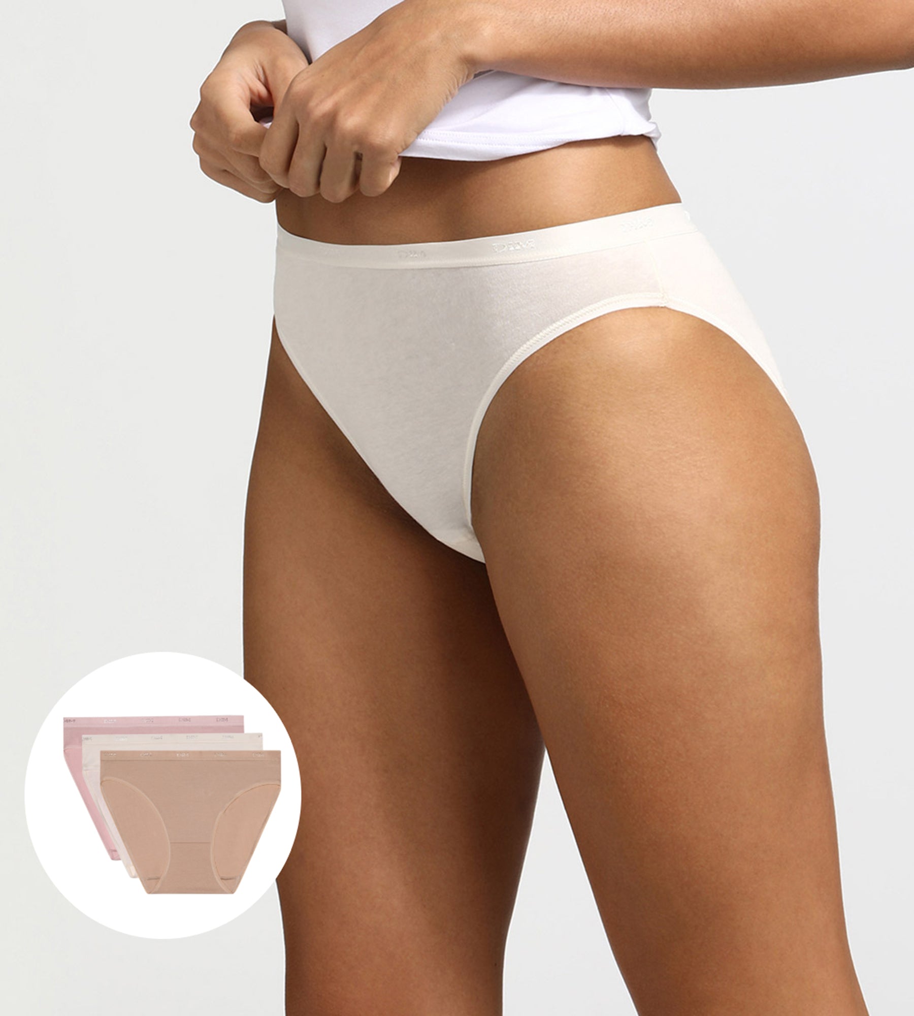 DIM Pacco da 3 slip pelle/rosa/perla Les Pockets Coton