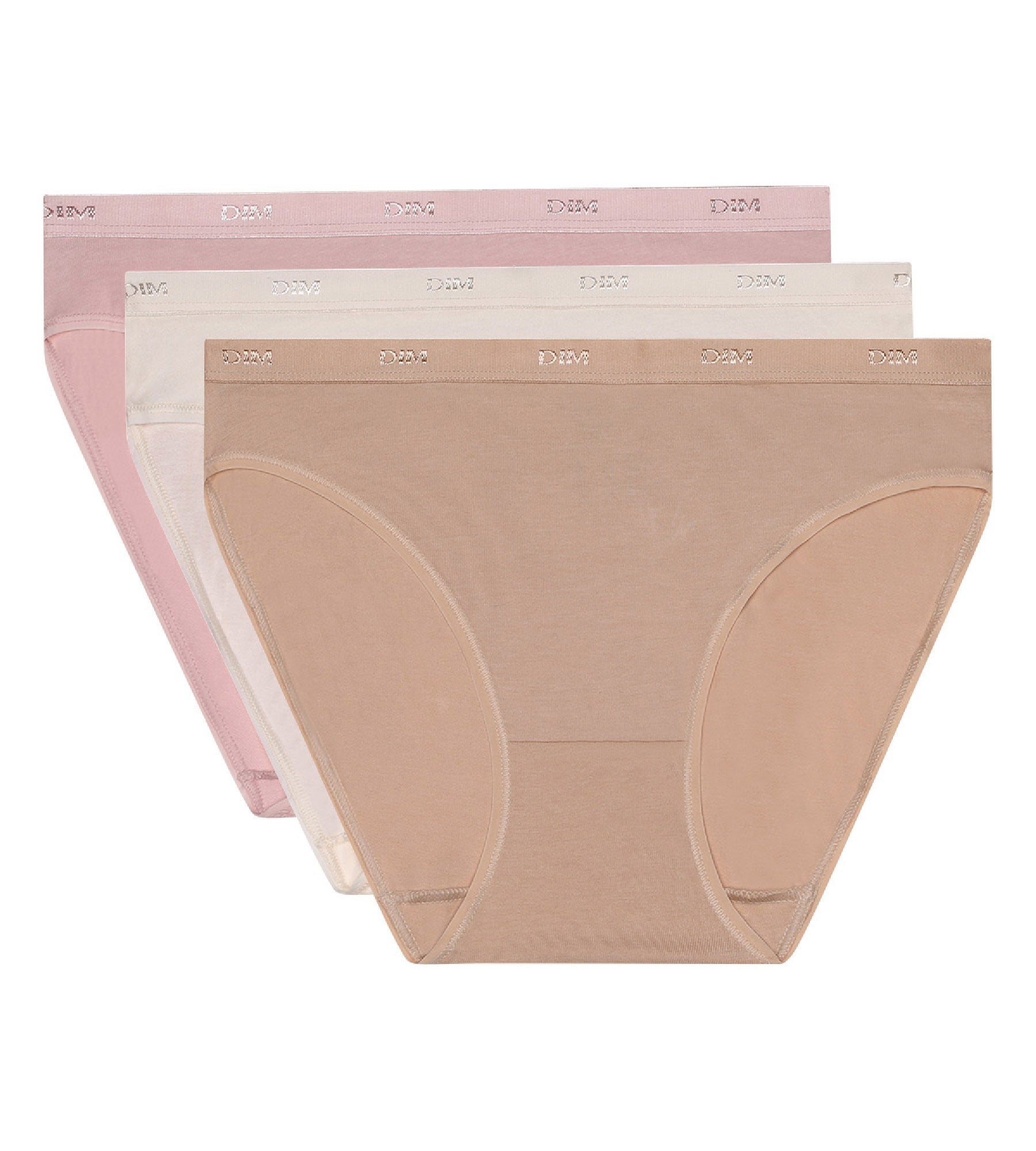 DIM Pacco da 3 slip pelle/rosa/perla Les Pockets Coton