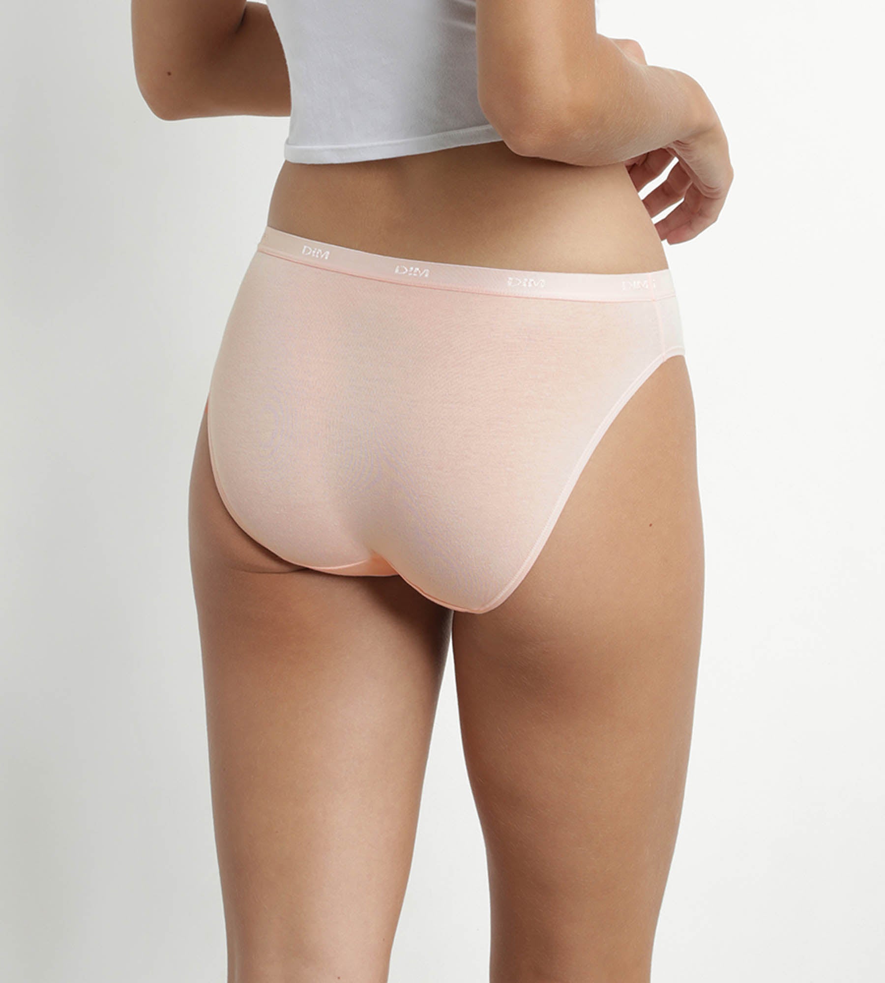 DIM Pacco da 3 slip in cotone stretch giallo nudo marrone Les Pockets Ecodim