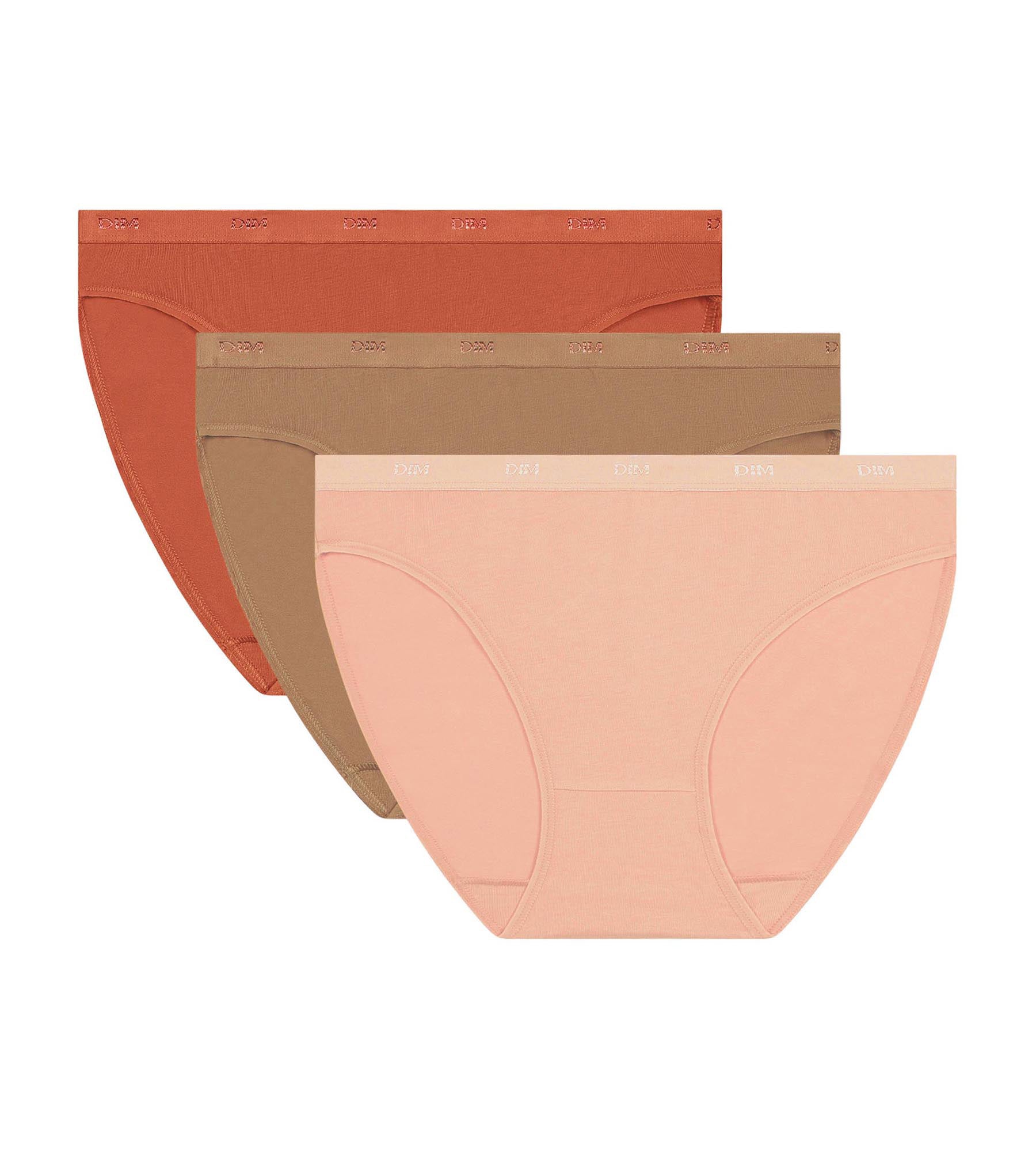 DIM Pacco da 3 slip in cotone arancione elasticizzato Les Pockets Ecodim