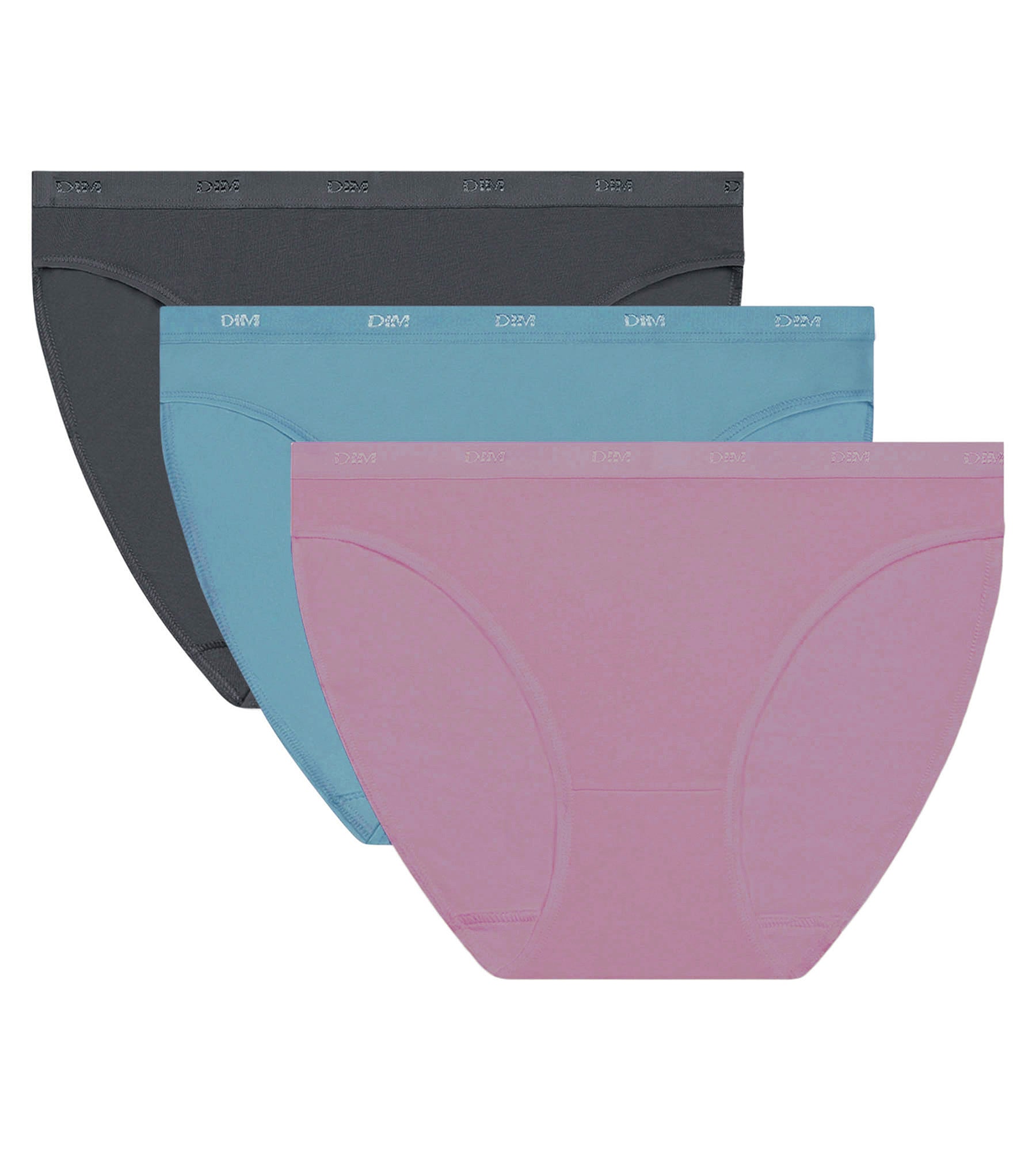 DIM Pacco da 3 slip Donna Blu, Viola, Grigio Les Pockets Ecodim