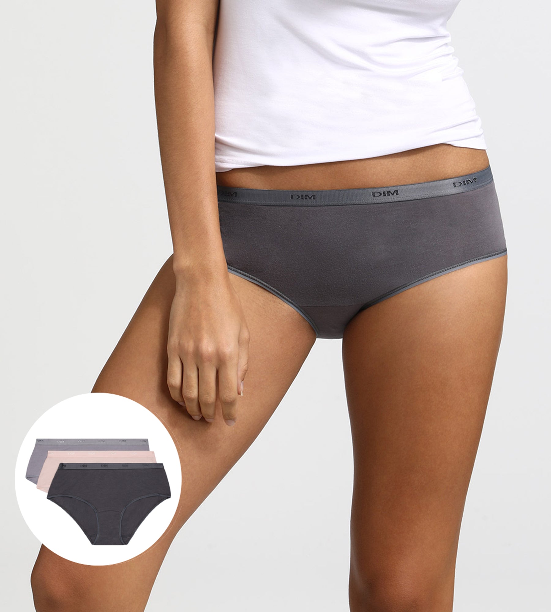 DIM Pacco da 3 boxer color tortora, rosa e grigio Les Pockets EcoDIM