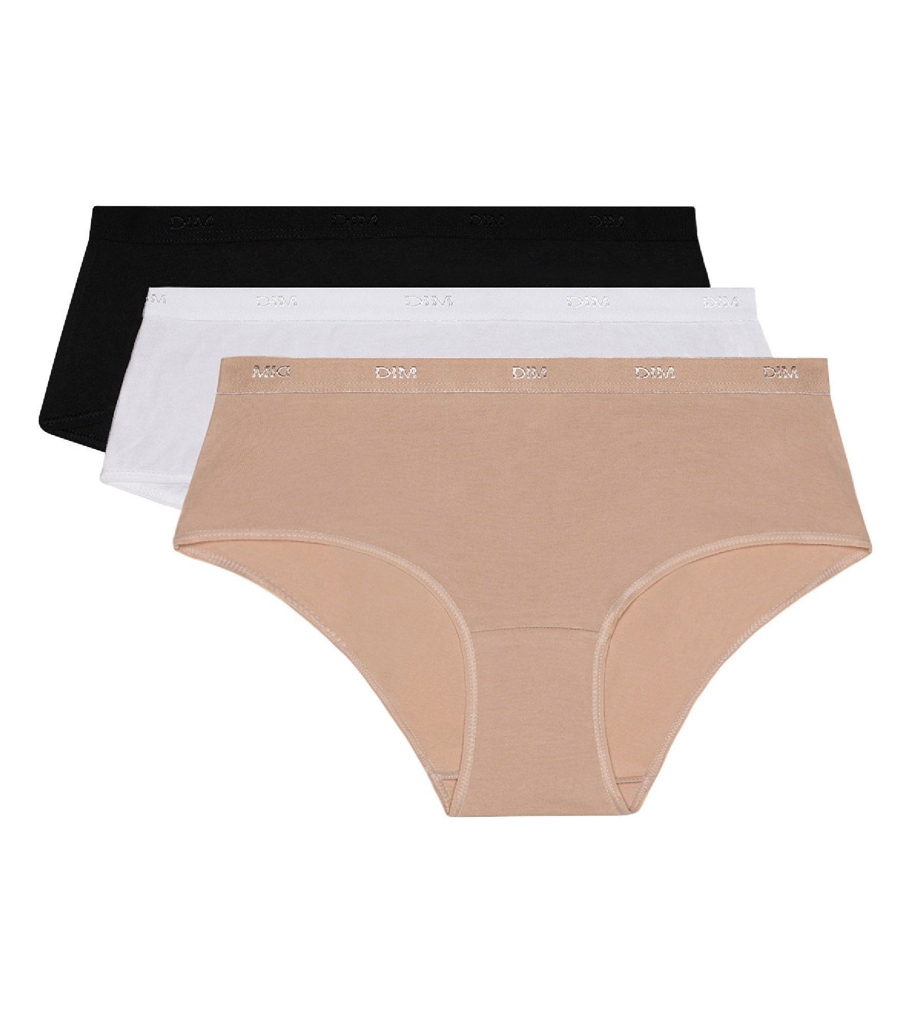 DIM Pacco da 3 boxer Les Pockets in cotone bianco/pelle/nero