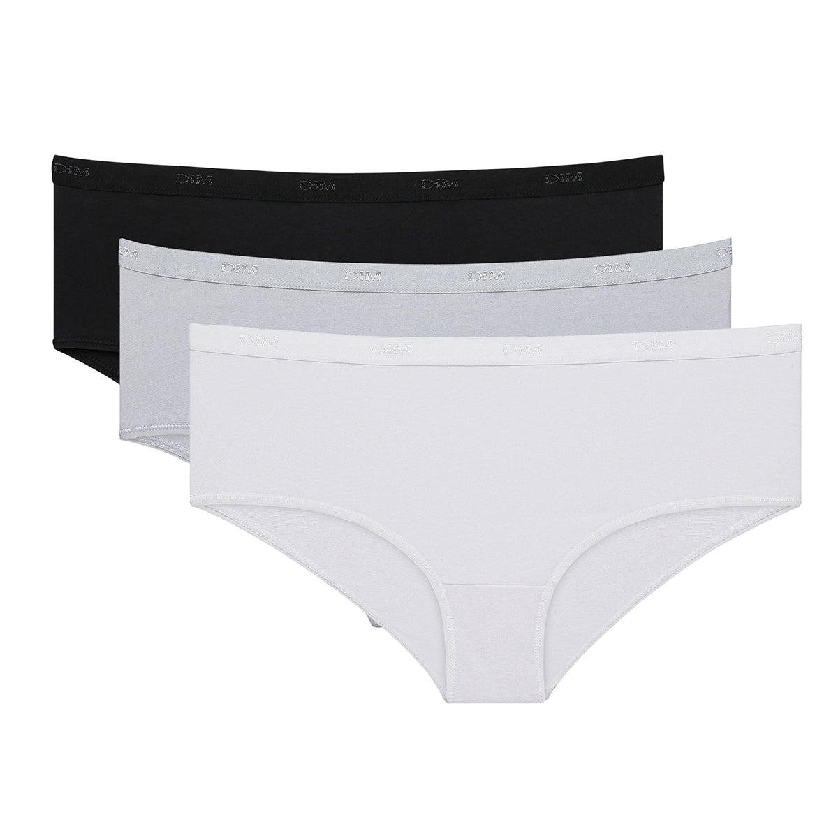 DIM Pacco da 3 boxer nero/bianco/grigio - Les Pockets Coton