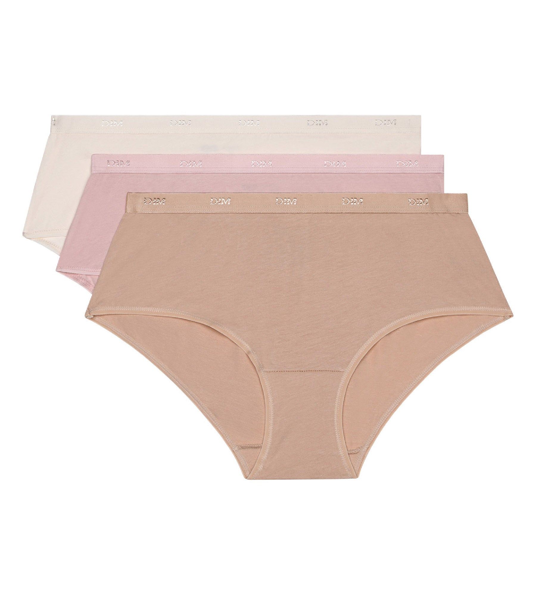 DIM Pacco da 3 Boxer Les Pockets Cotone Pelle/Rosa/Perla