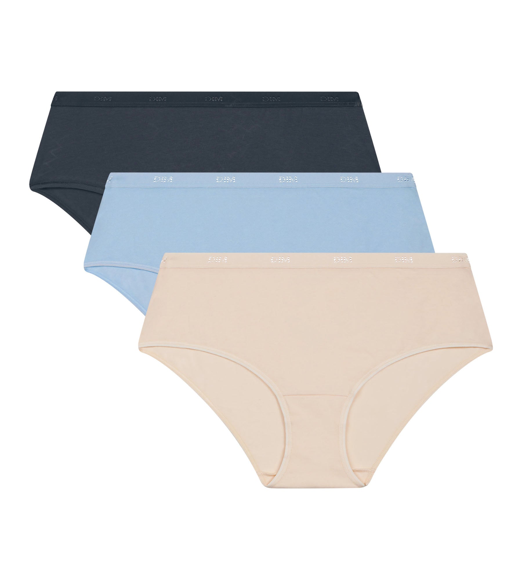 DIM Pacco da 3 Boxer donna Beige Blu Grigio Cotone Stretch Les Pockets Ecodim