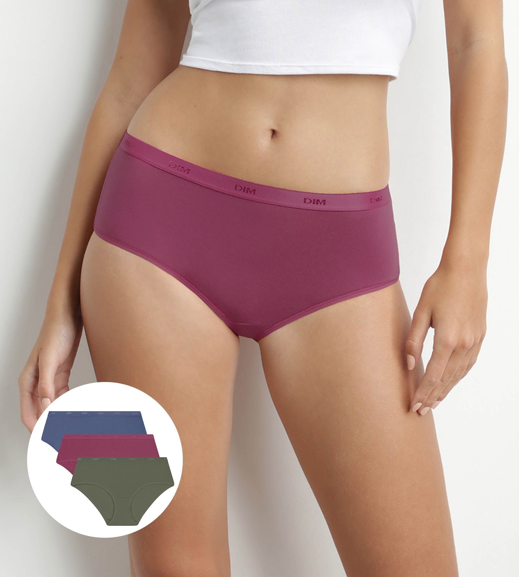 DIM Pacco da 3 boxer donna in cotone elasticizzato rosso verde Les Pockets Ecodim