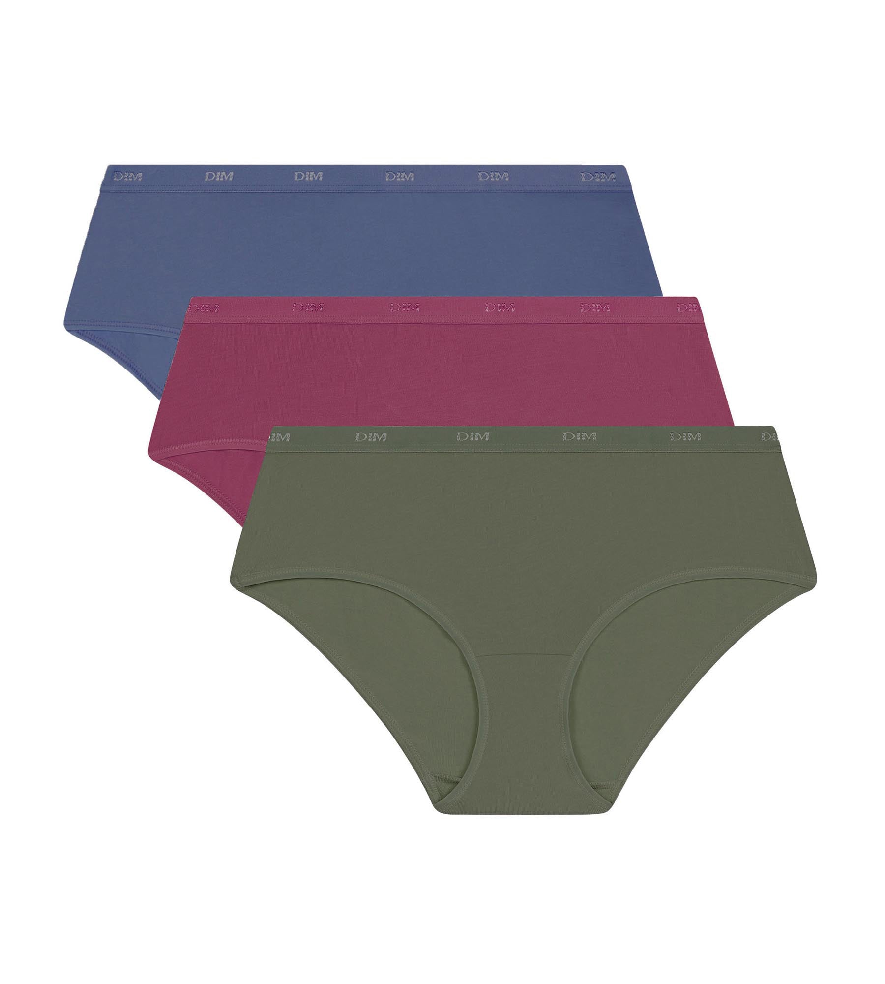 DIM Pacco da 3 boxer donna in cotone elasticizzato rosso verde Les Pockets Ecodim