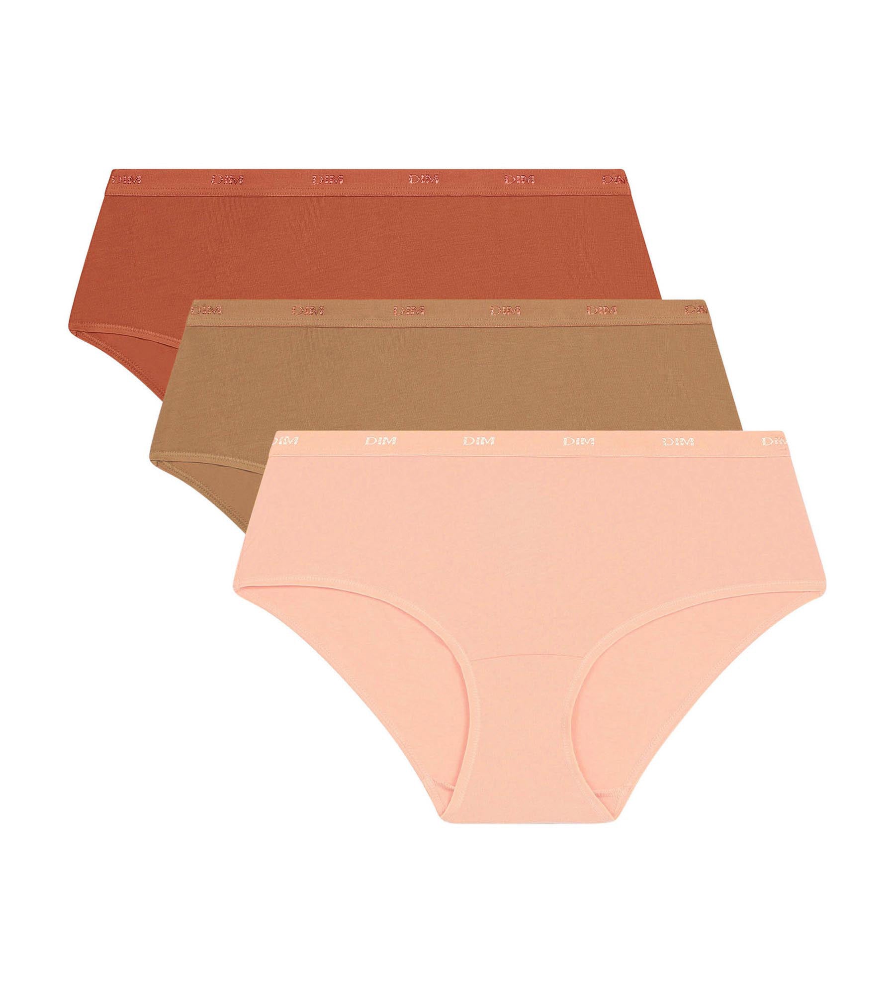 DIM Pacco da 3 boxer donna in cotone elasticizzato arancione Les Pockets Ecodim