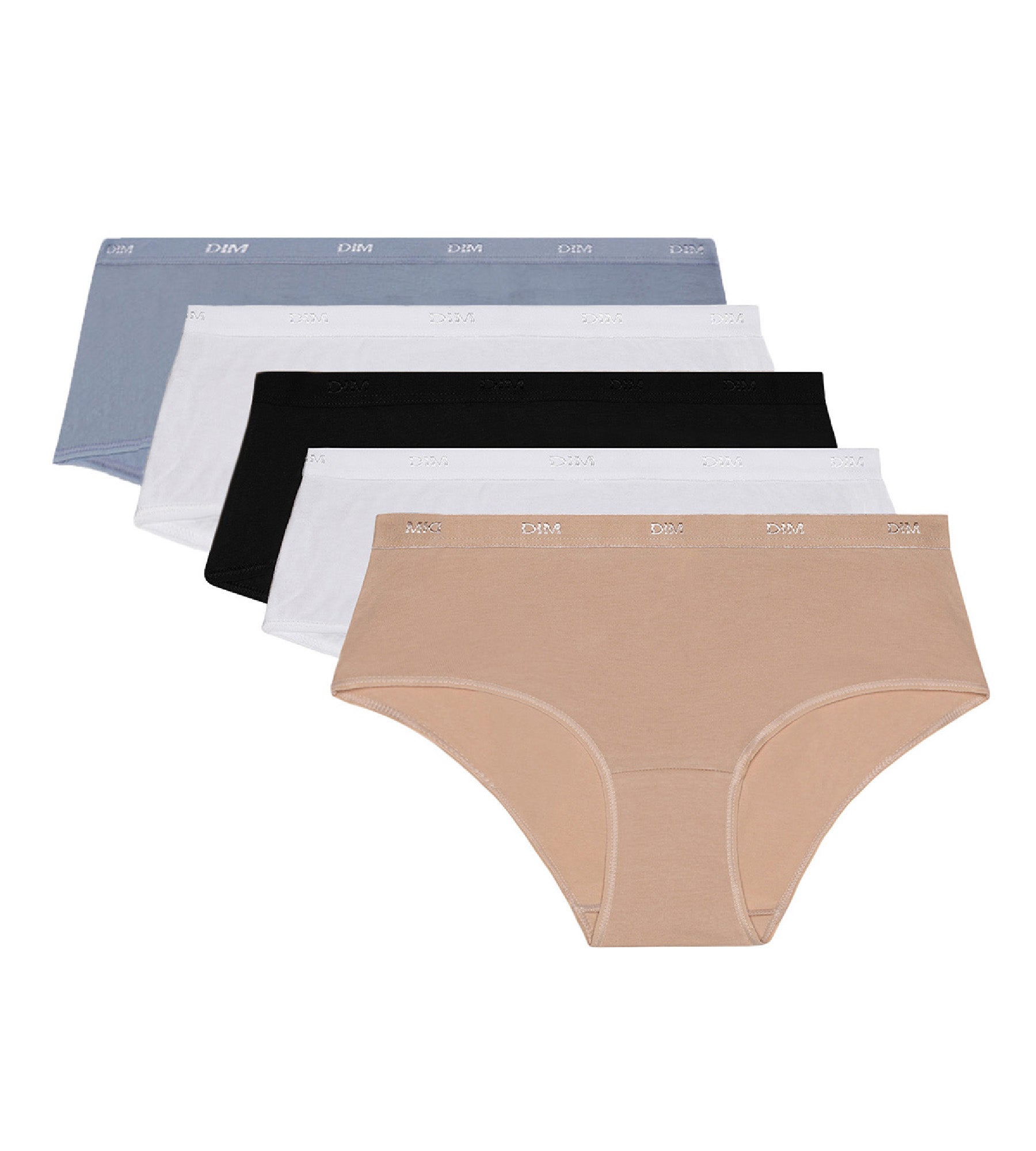 DIM Pacco da 5 boxer donna in cotone elasticizzato Les Pockets Ecodim
