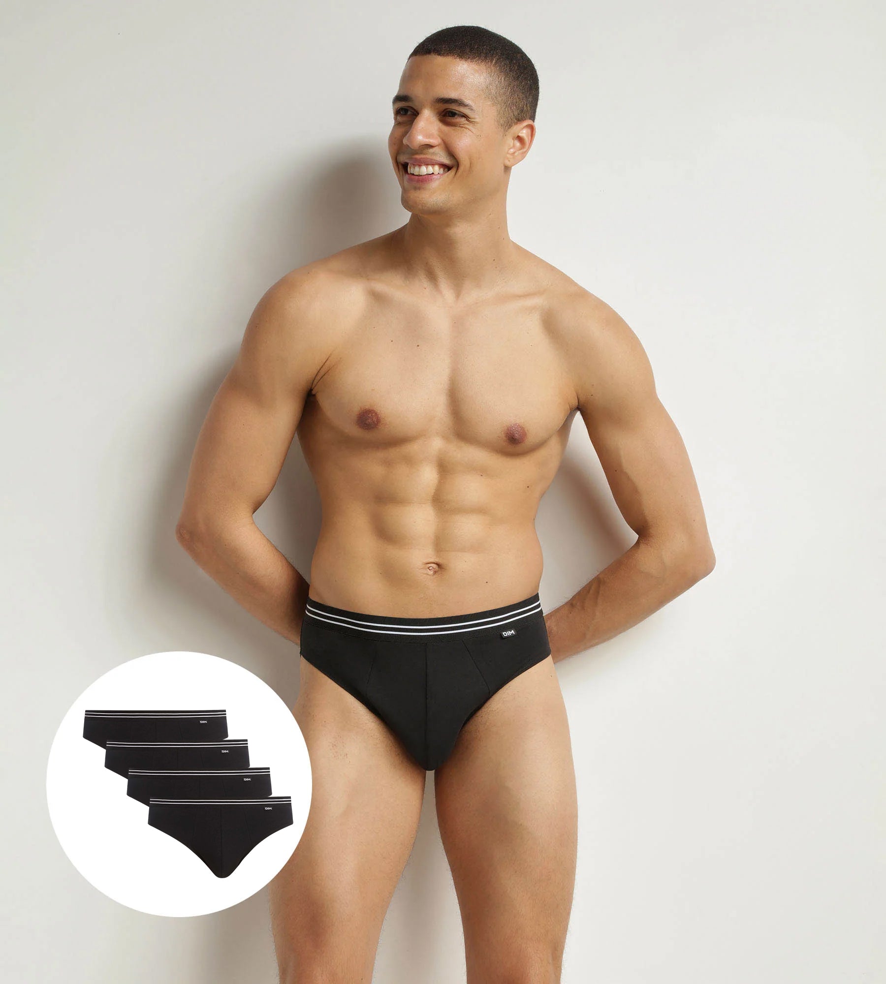 DIM Slip EcoDim uomo nero in cotone elasticizzato Pacco da 4 pezzi