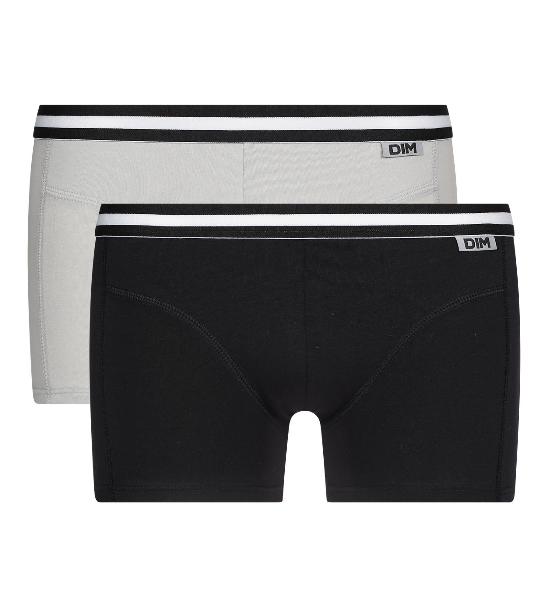 DIM Pacco da 2 boxer in cotone elasticizzato EcoDIM nero e grigio