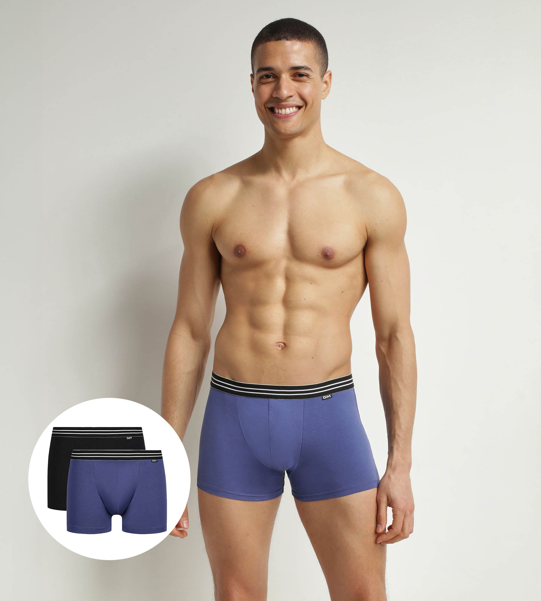 DIM Boxer Uomo Blu Turchino Nero Cotone Stretch Pacco da 2 EcoDim
