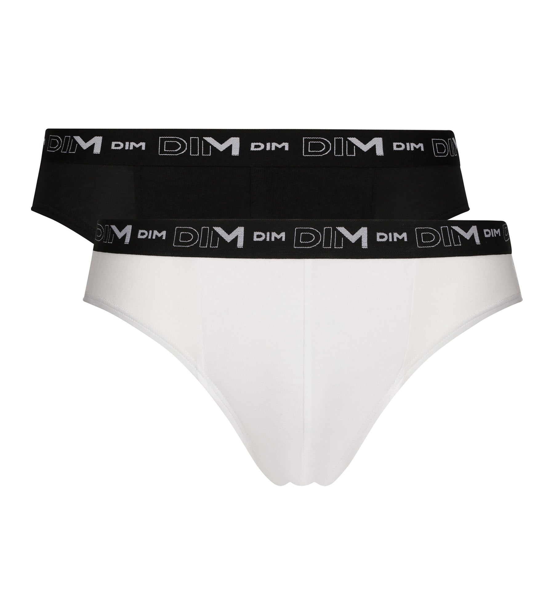 DIM Pacco da 2 slip Uomo Nero Bianco Contrasto Vita Dim Cotone Stretch