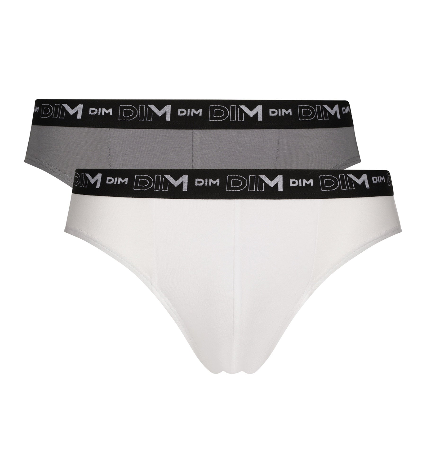 DIM Pacco da 2 Slip Uomo Bianco Grigio Contrasto Vita Dim Cotone Stretch