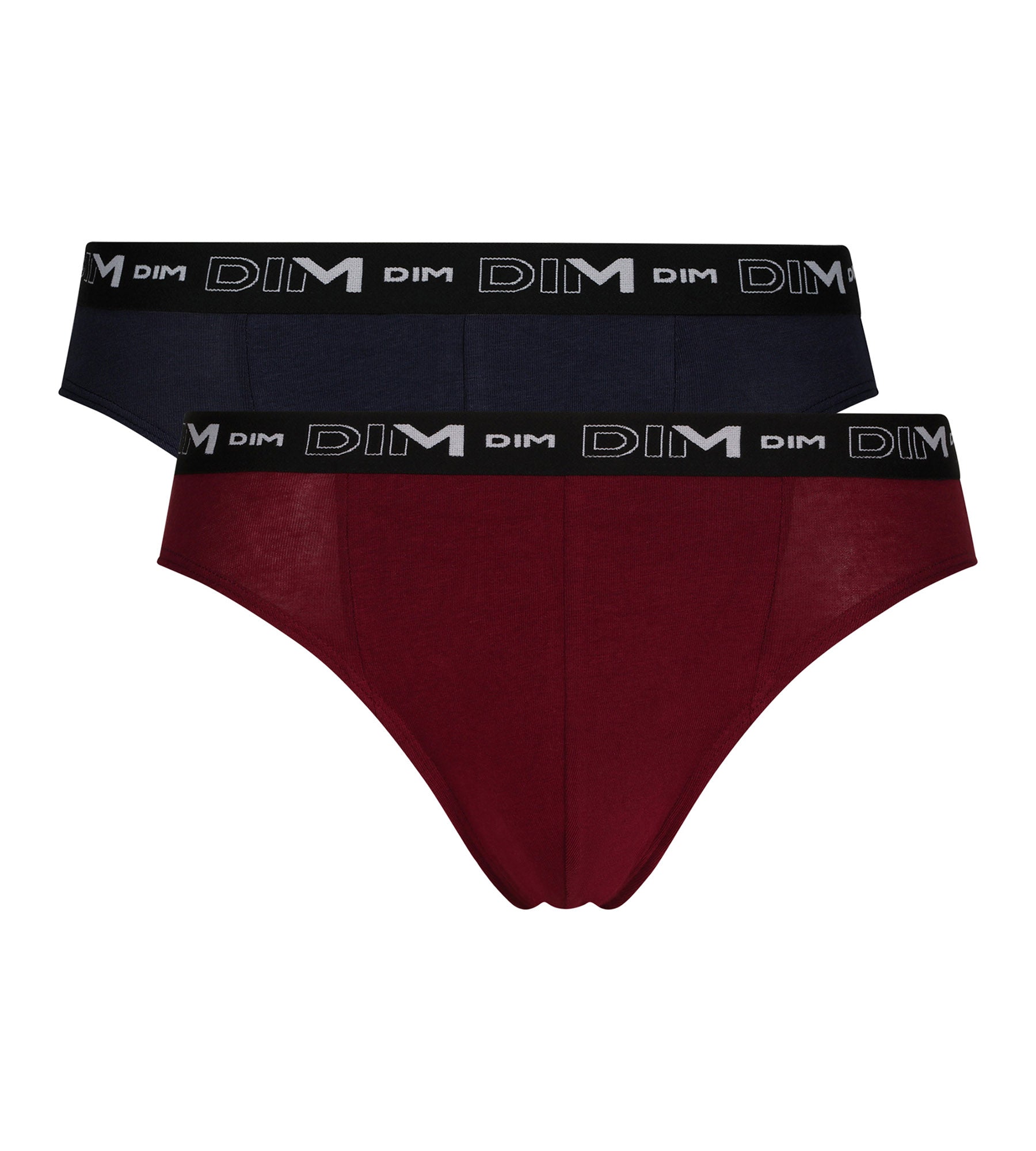 DIM Pacco da 2 Slip Uomo Blu Rosso Vita Contrastata Dim Coton Stretch