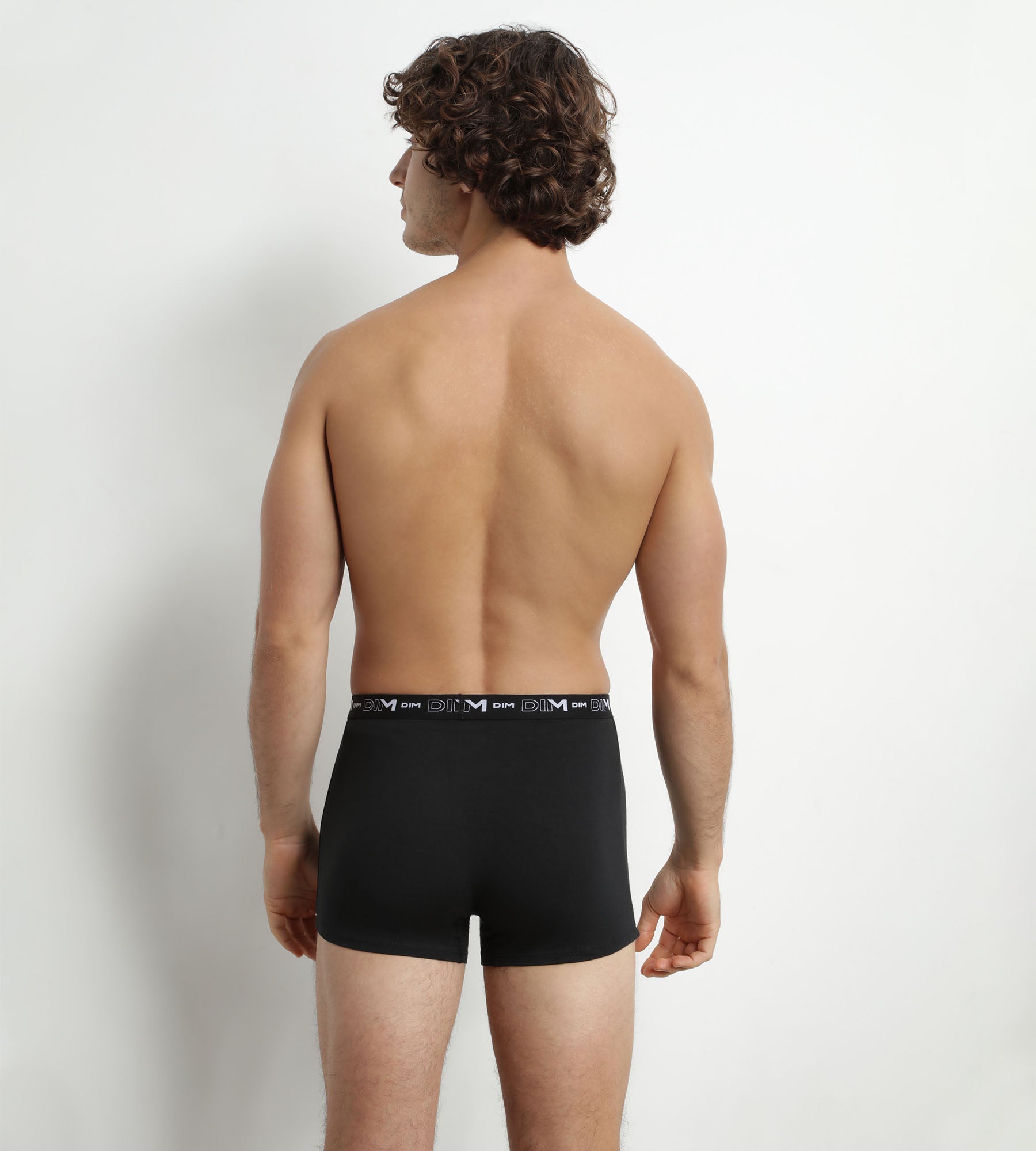 DIM Pacco da 2 Boxer Uomo Nero Bianco Vita Contrastata Dim Coton Stretch