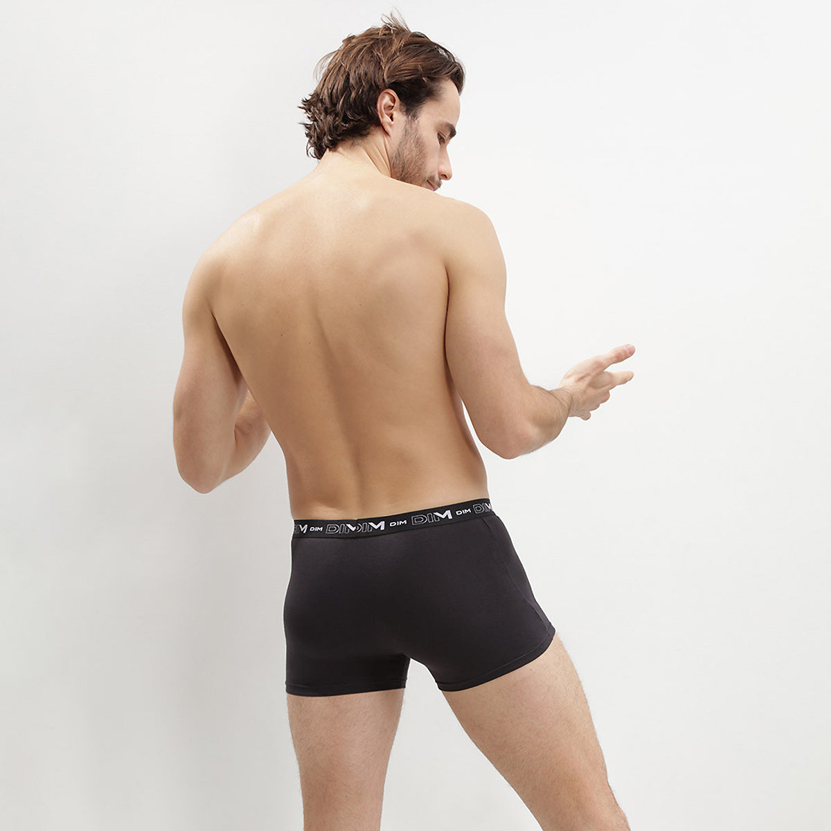 DIM Pacco da 2 boxer da uomo in cotone elasticizzato nero