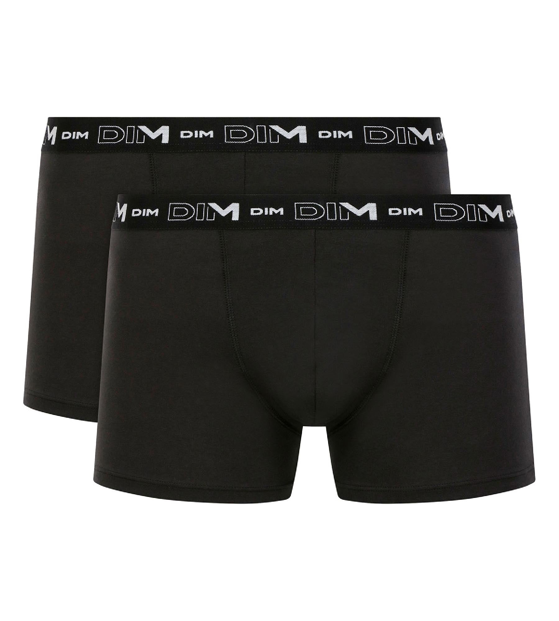 DIM Pacco da 2 boxer da uomo in cotone elasticizzato nero