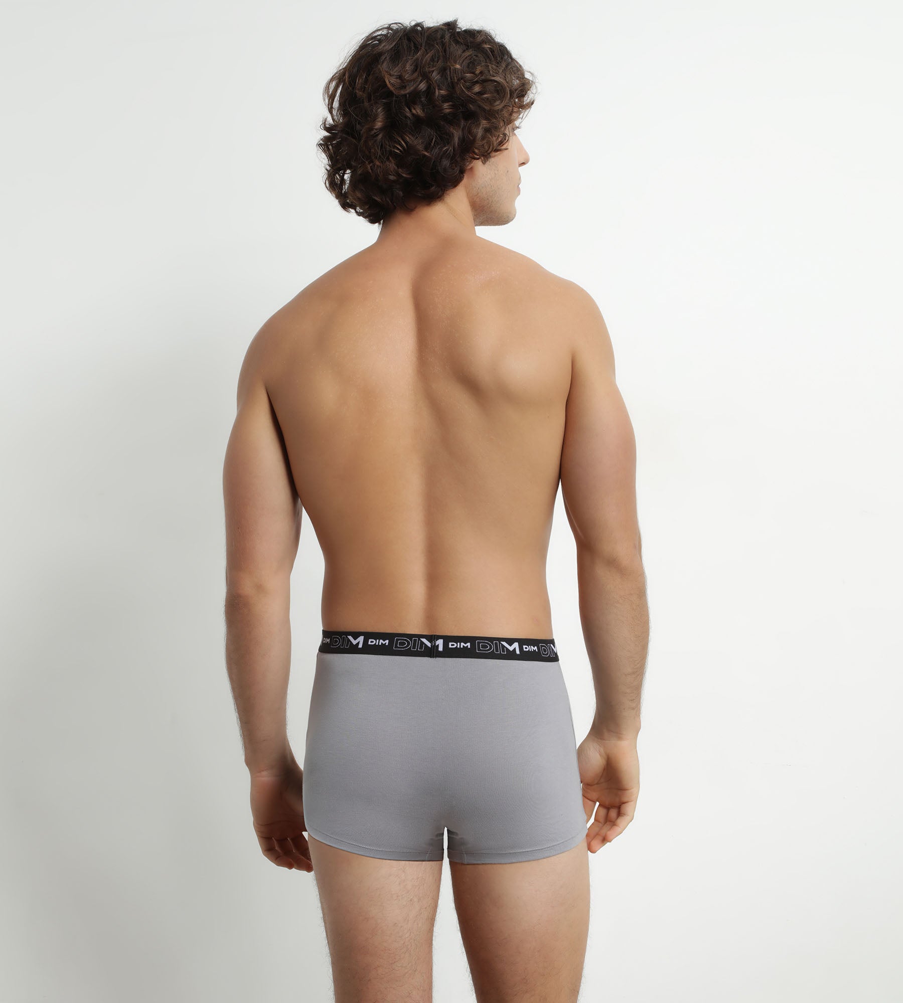 DIM Pacco da 2 Boxer Uomo Grigio Bianco Vita a contrasto Dim Coton Stretch