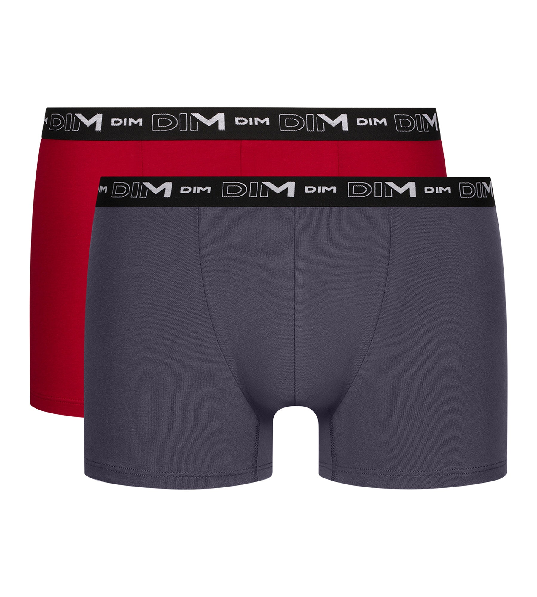 DIM Multipack di 2 boxer uomo grigio con vita a contrasto Dim Coton Stretch