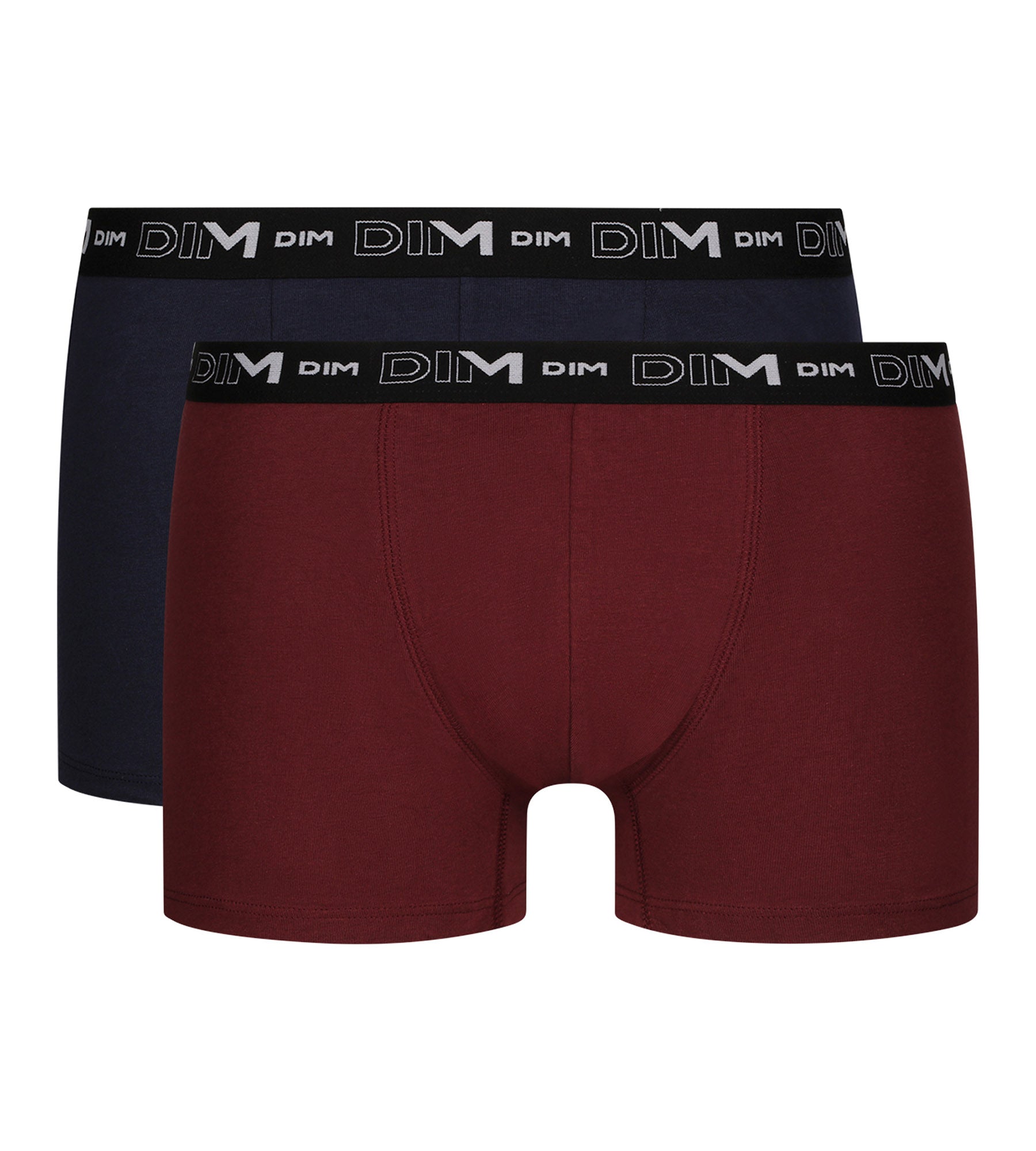 DIM Multipack di 2 boxer Uomo Rosso Blu con cintura a contrasto Dim Coton Stretch