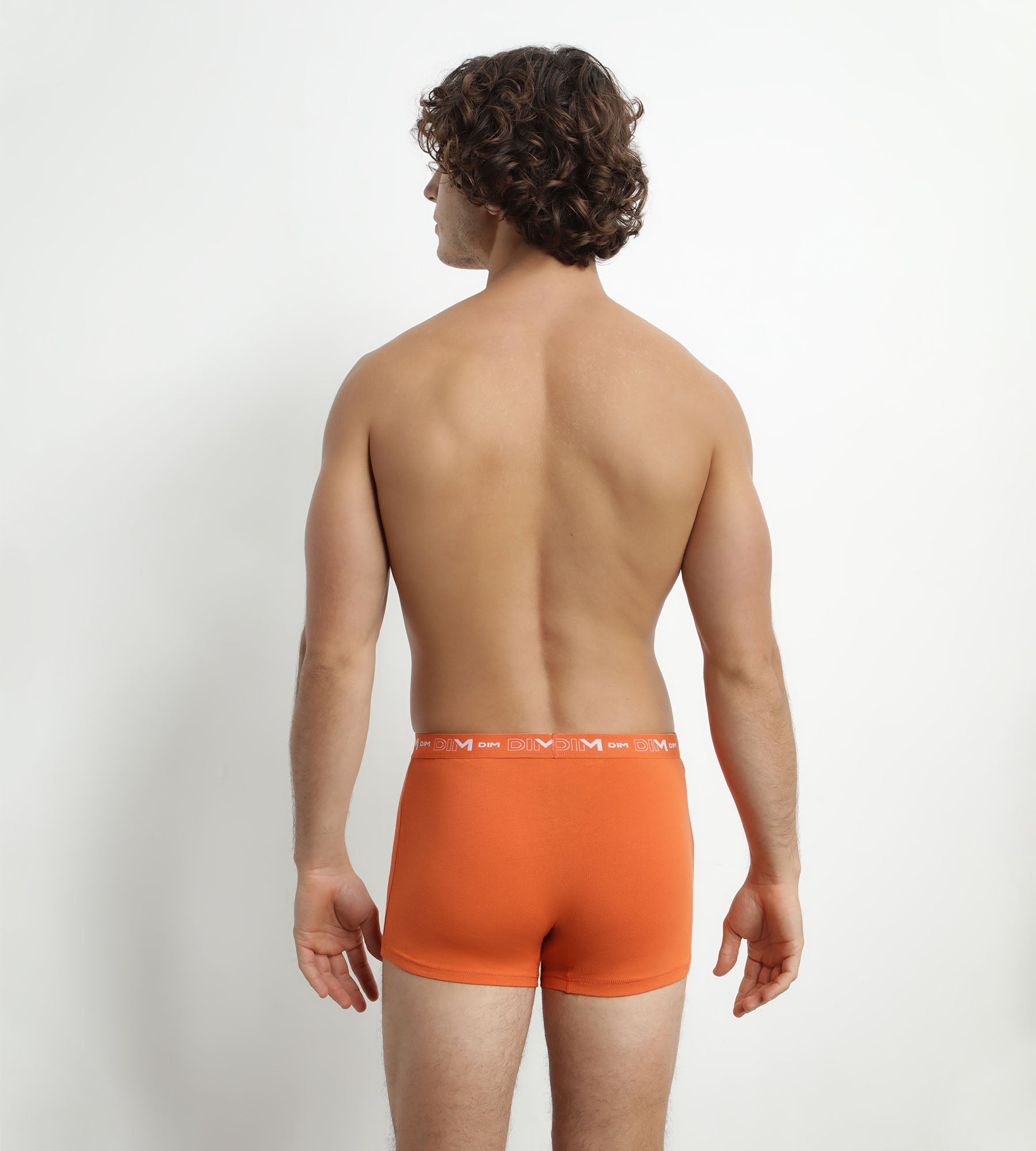 DIM Pacco da 2 boxer uomo blu arancio con grafica in vita Dim Coton Stretch