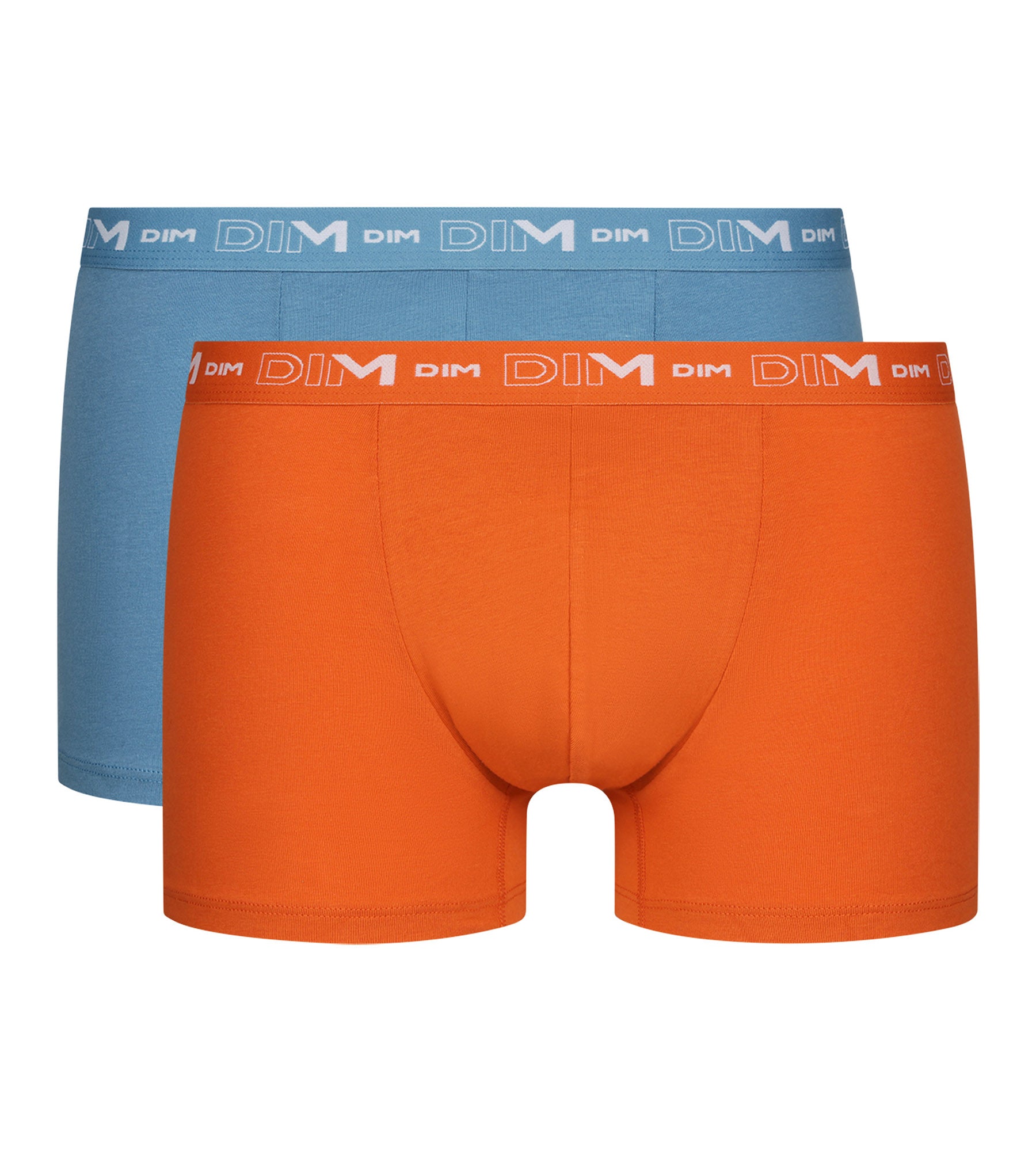 DIM Pacco da 2 boxer uomo blu arancio con grafica in vita Dim Coton Stretch