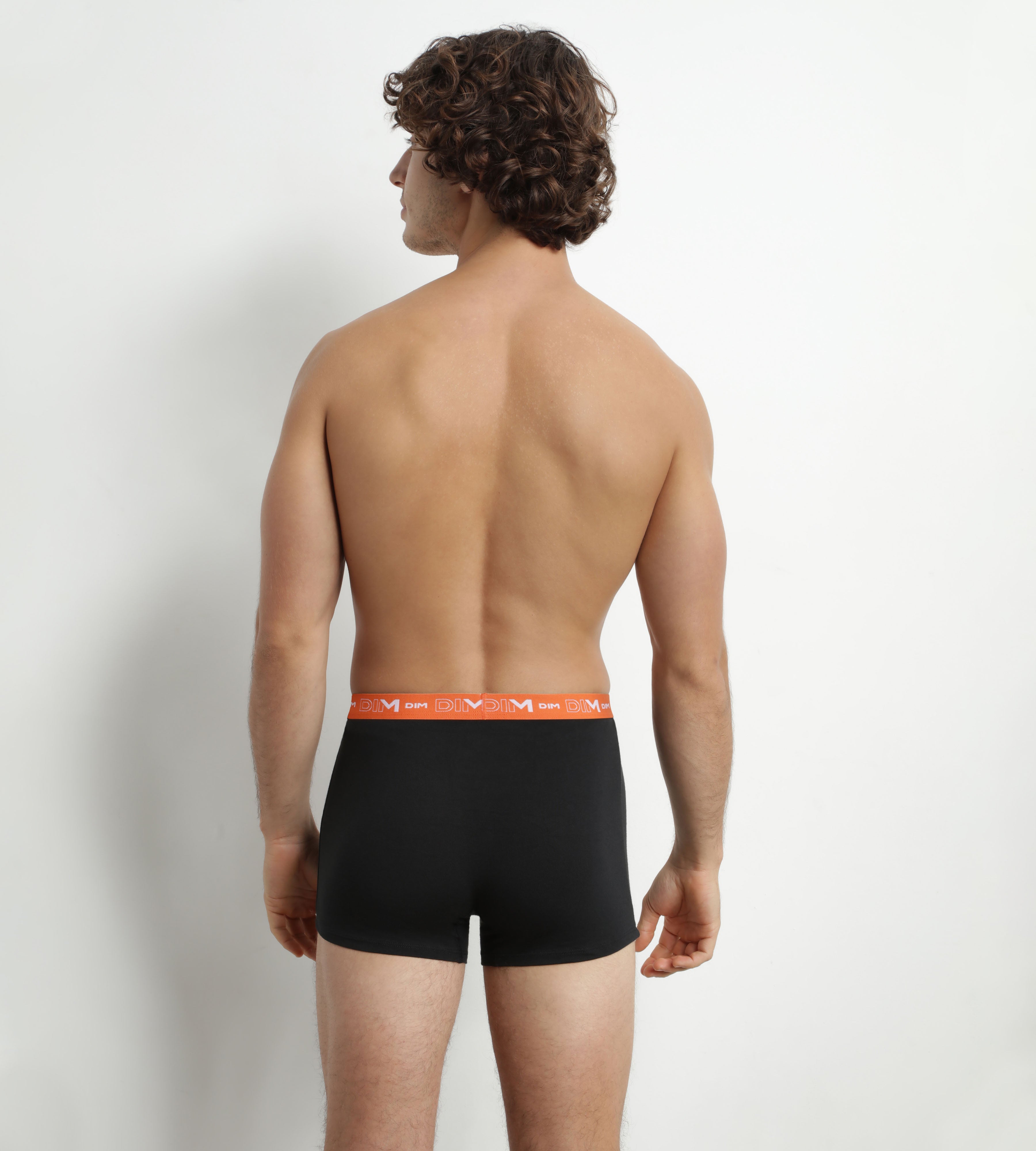 DIM Pacco da 2 boxer uomo neri con fascia in vita blu e arancione Dim Cotone Stretch