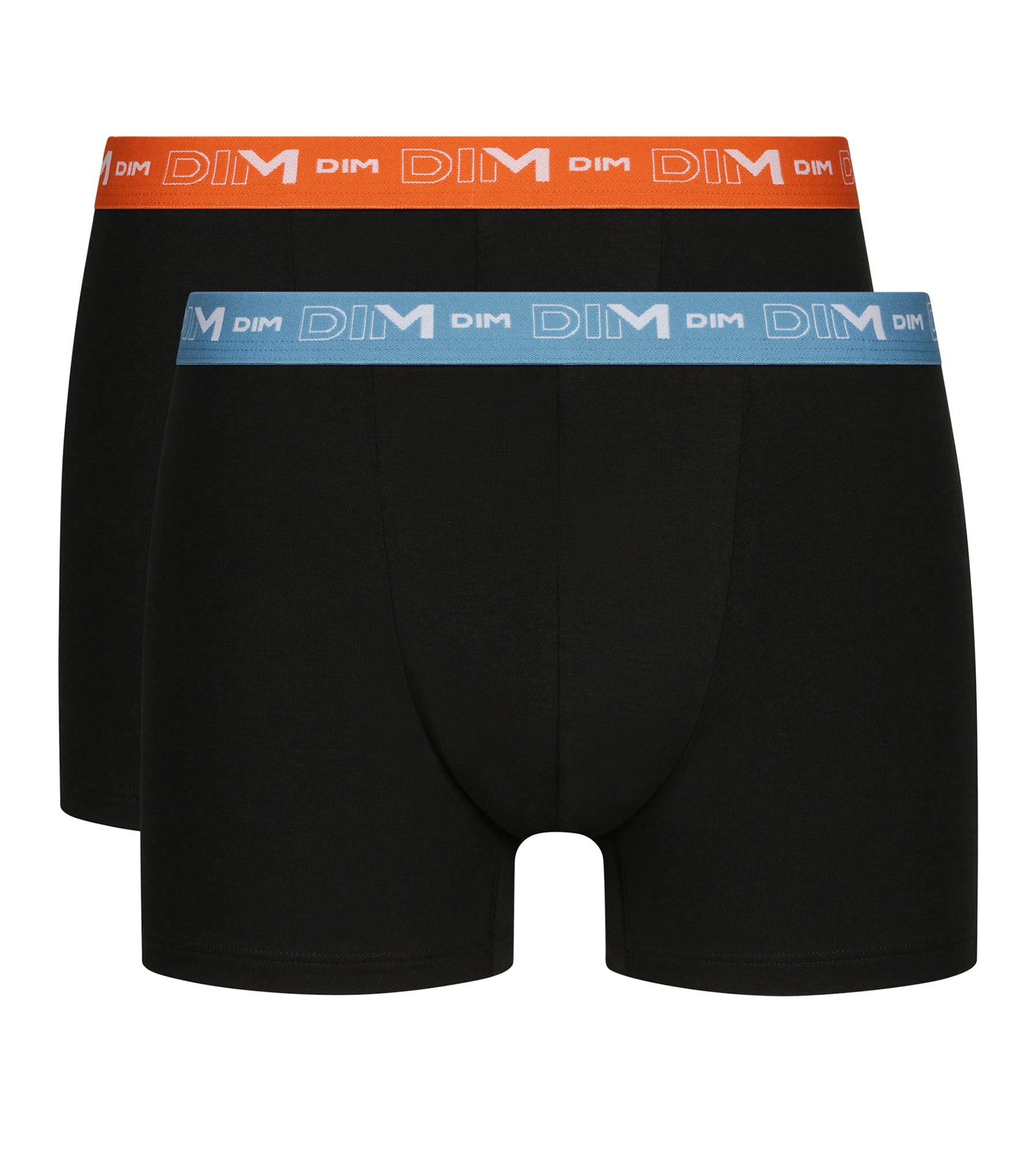 DIM Pacco da 2 boxer uomo neri con fascia in vita blu e arancione Dim Cotone Stretch