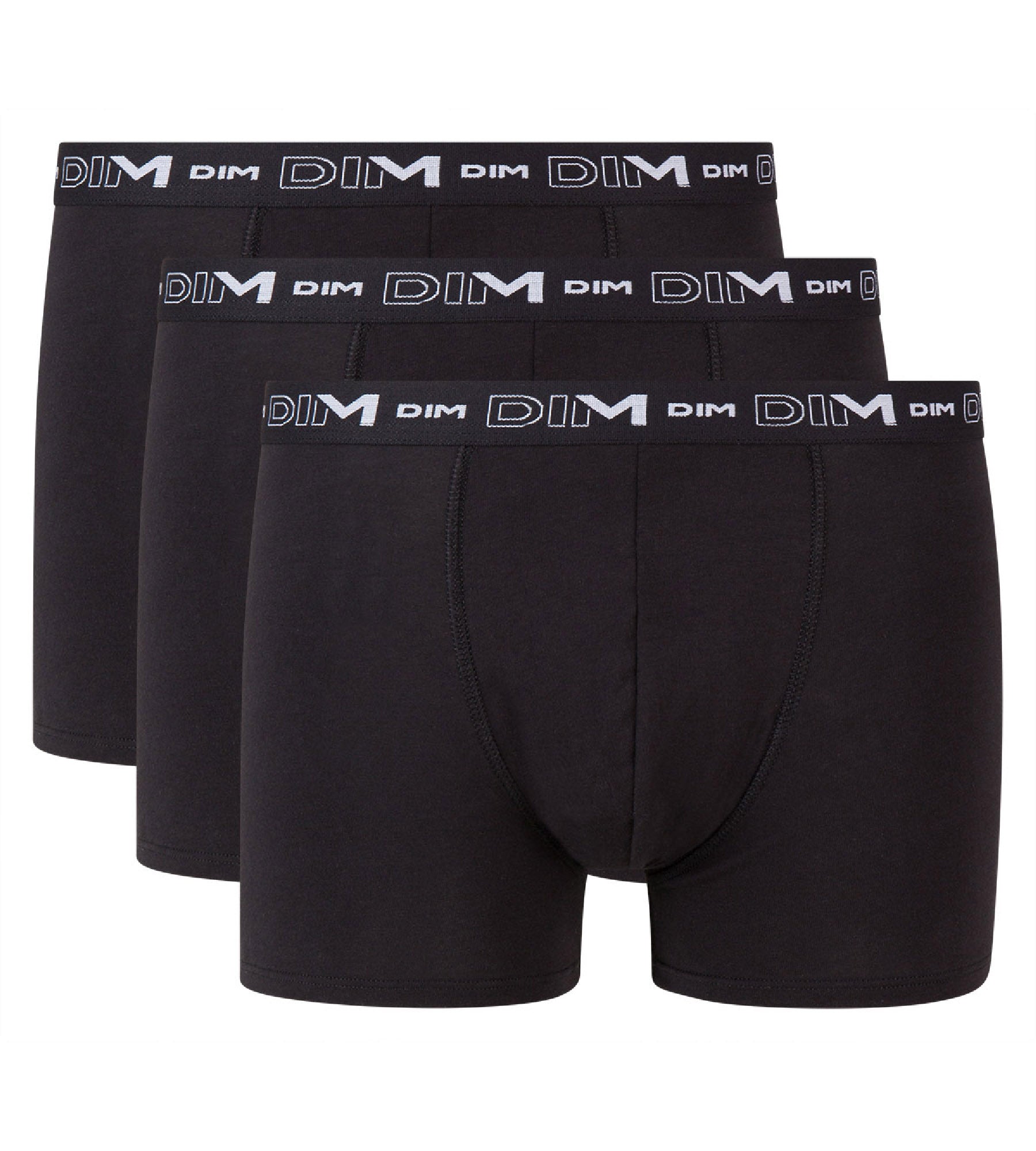 DIM Pacco da 3 boxer da uomo in cotone elasticizzato nero