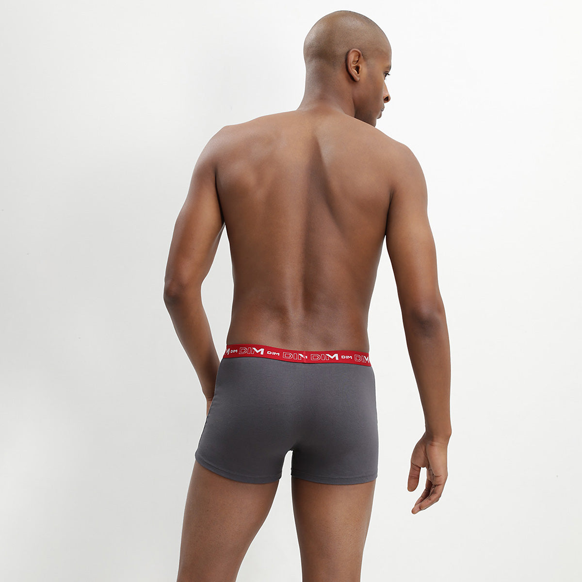 DIM Pacco da 3 boxer in cotone elasticizzato grigio, rosso peperoncino e nero