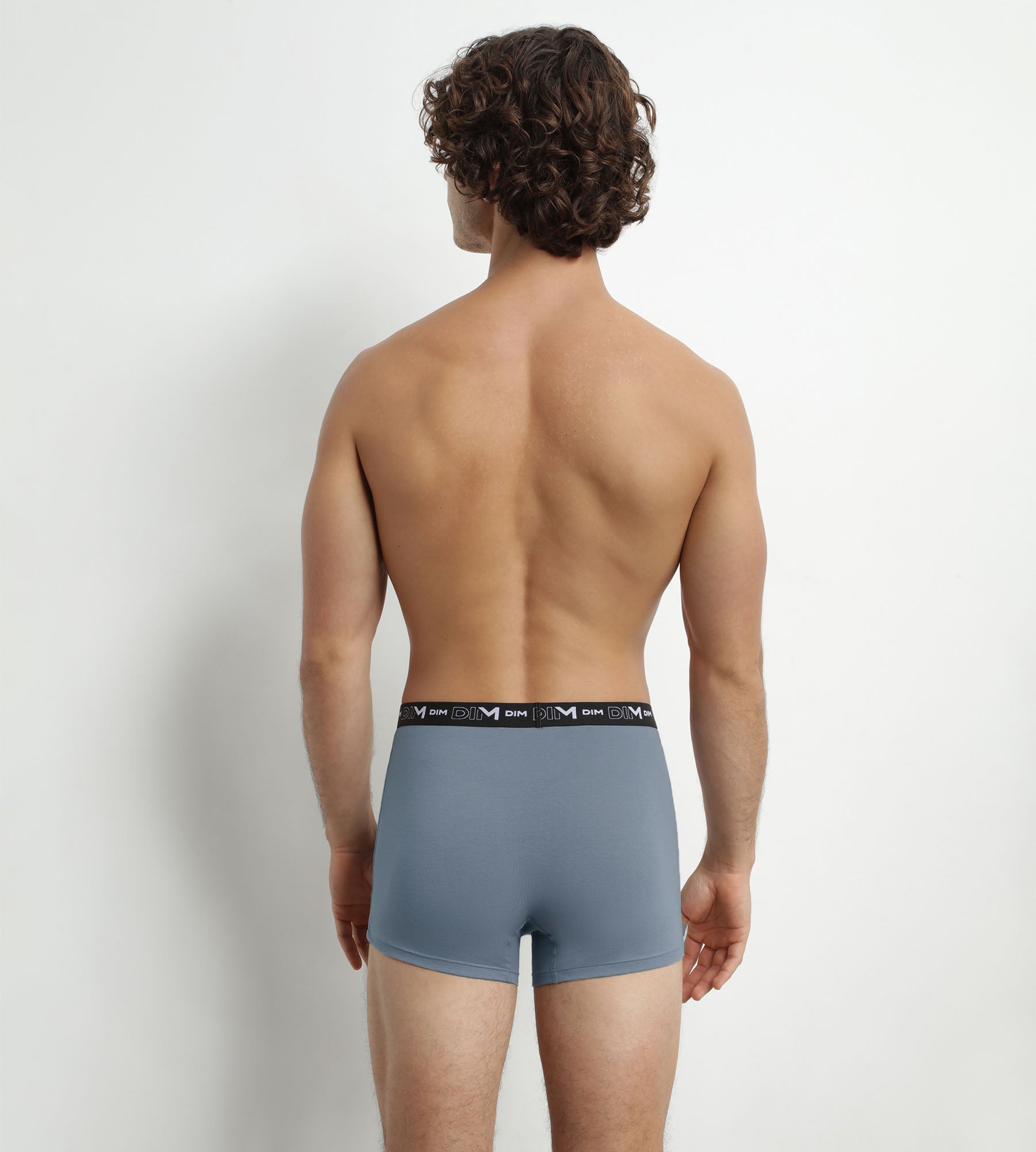 DIM Pacco da 3 boxer Uomo Nero Grigio con vita a contrasto Dim Coton Stretch