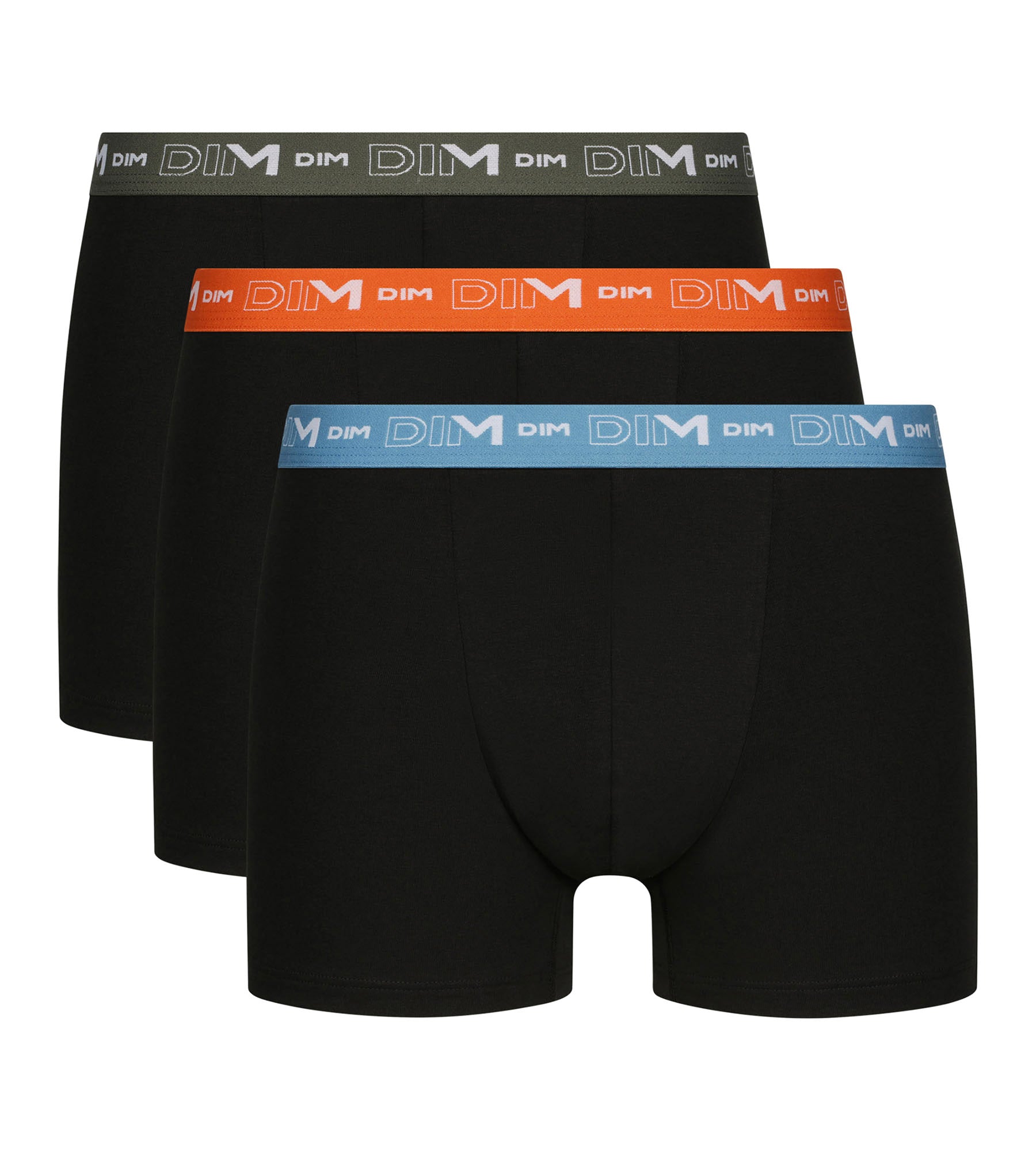 DIM Boxer Uomo Blu Arancione in Cotone Pacco da 3 Dim Cotone Stretch
