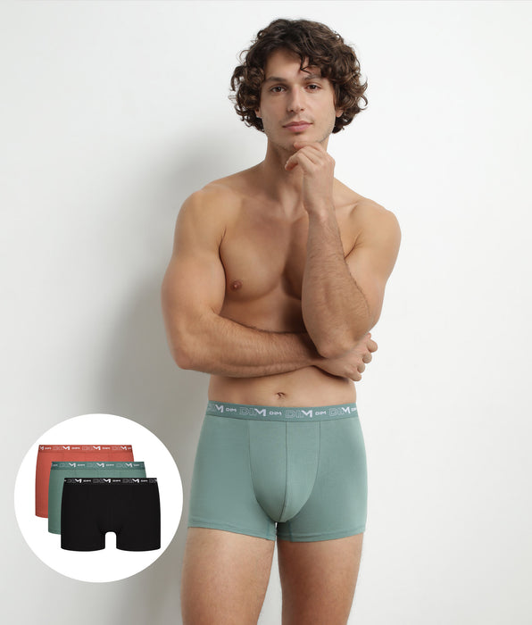 DIM Boxer Uomo Nero Cotone Pacco da 3 Dim Cotone Stretch Verde
