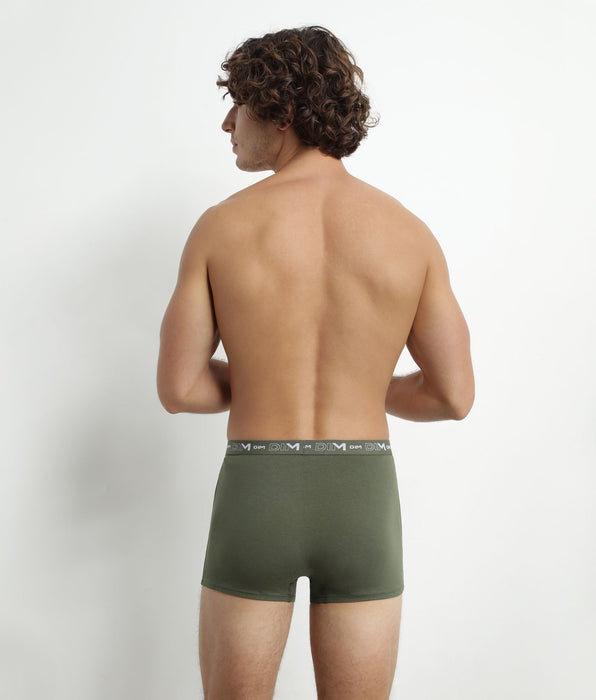 DIM Boxer Uomo Arancione in Cotone Pacco da 3 Cotone Verde Dim Stretch