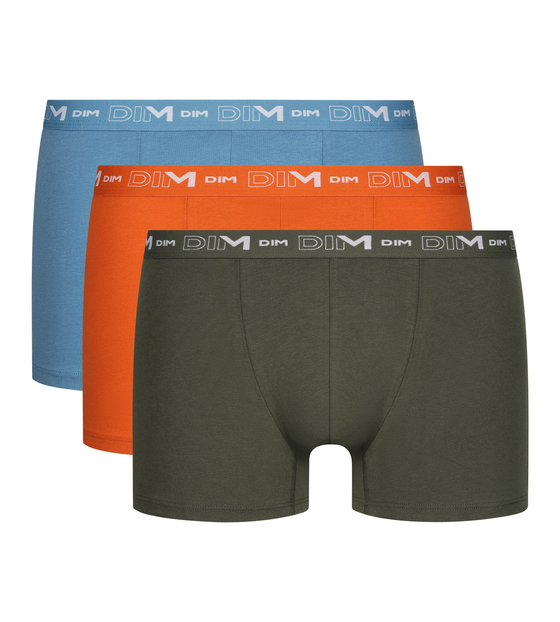 DIM Boxer Uomo Arancione in Cotone Pacco da 3 Cotone Verde Dim Stretch