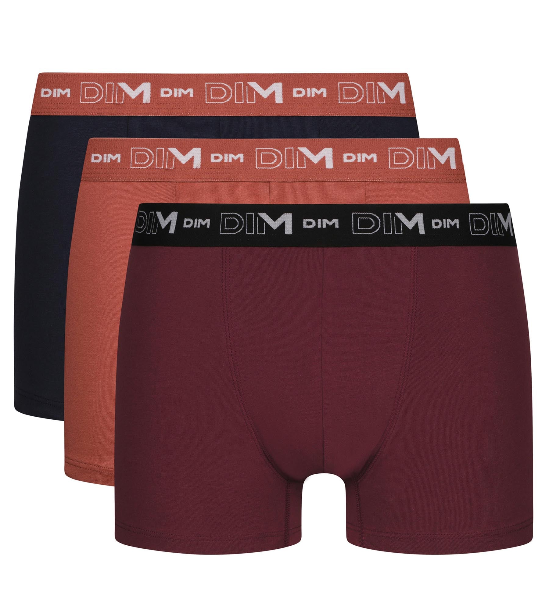 DIM Pacco da 3 boxer Uomo Nero Terracotta Heather Dim Cotone Stretch