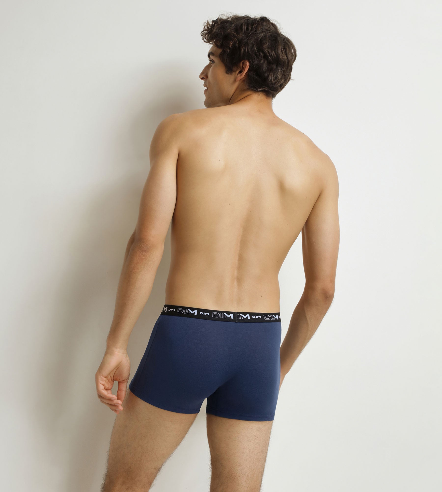 DIM Pacco da 3 boxer da uomo in cotone elasticizzato color corallo ocra/notturno