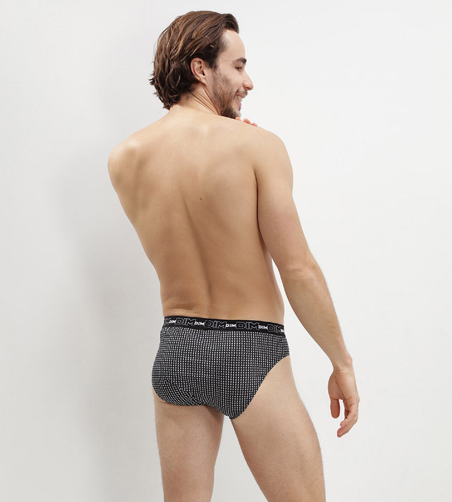 DIM Pacco da 3 slip da uomo grigi con stampa a cubo in cotone Dim Coton Print