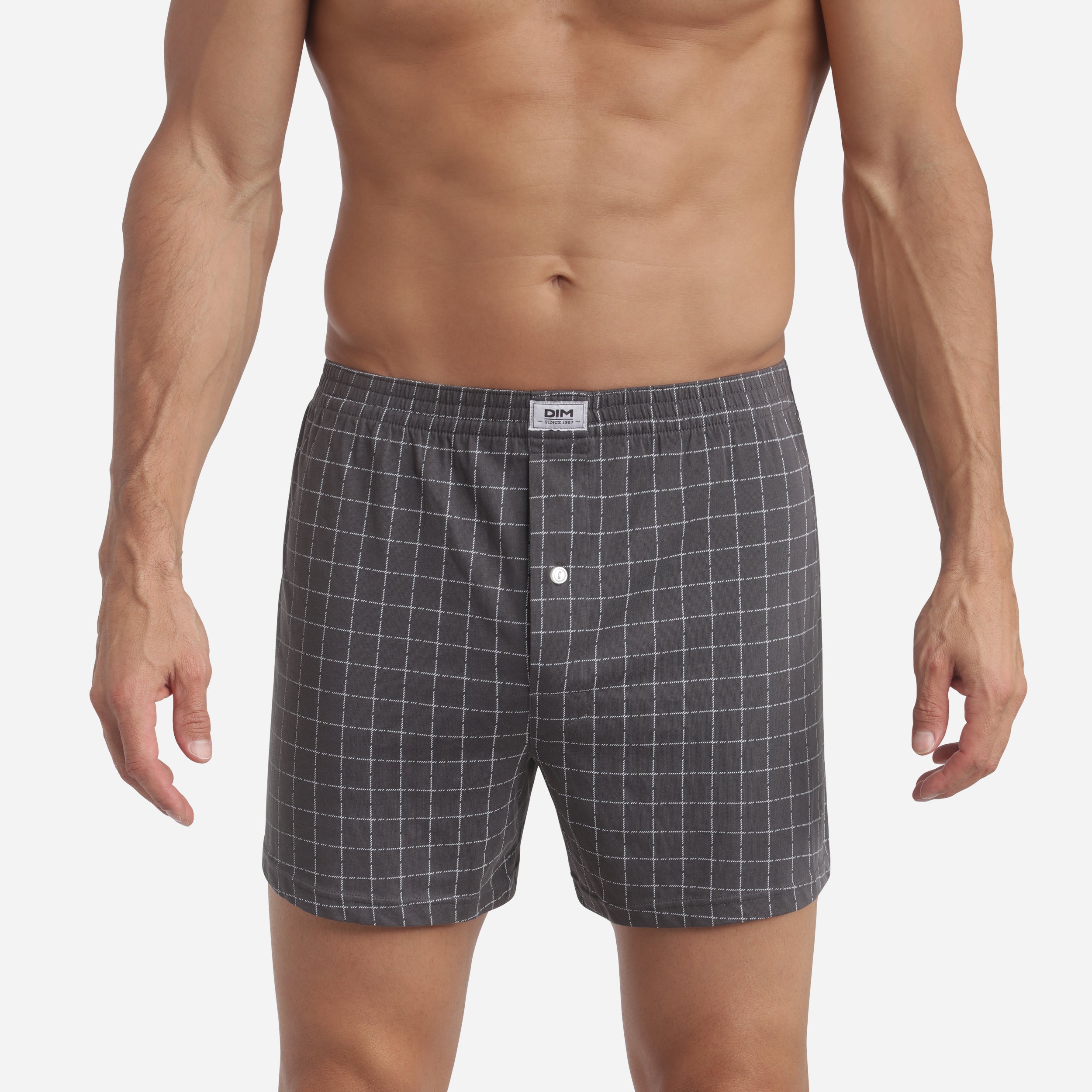 DIM Boxer larghi antracite a quadri Uomo Dim Cotone