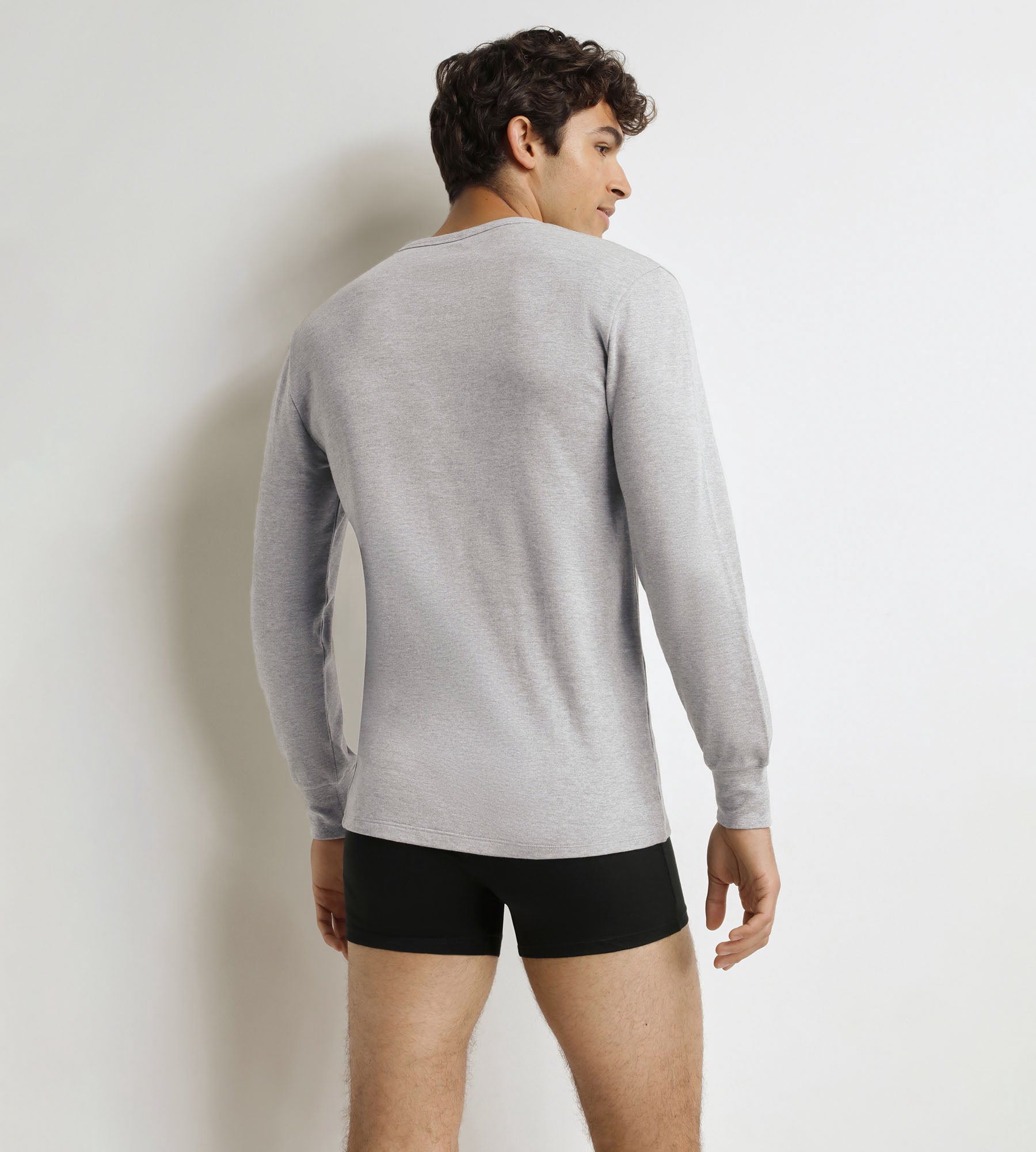 DIM T-shirt Dim termica da uomo in cotone grigio screziato.