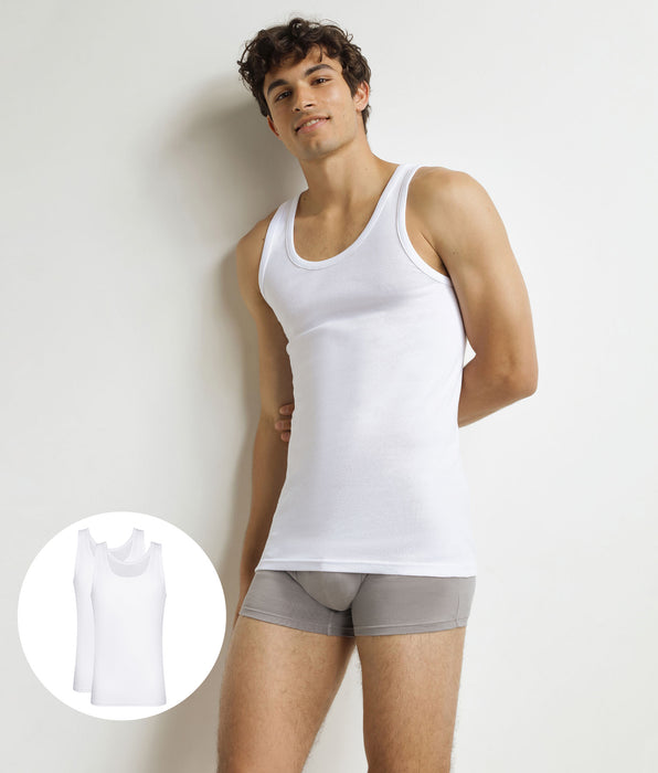 DIM Pacco da 2 canottiere uomo EcoDim in cotone bianco