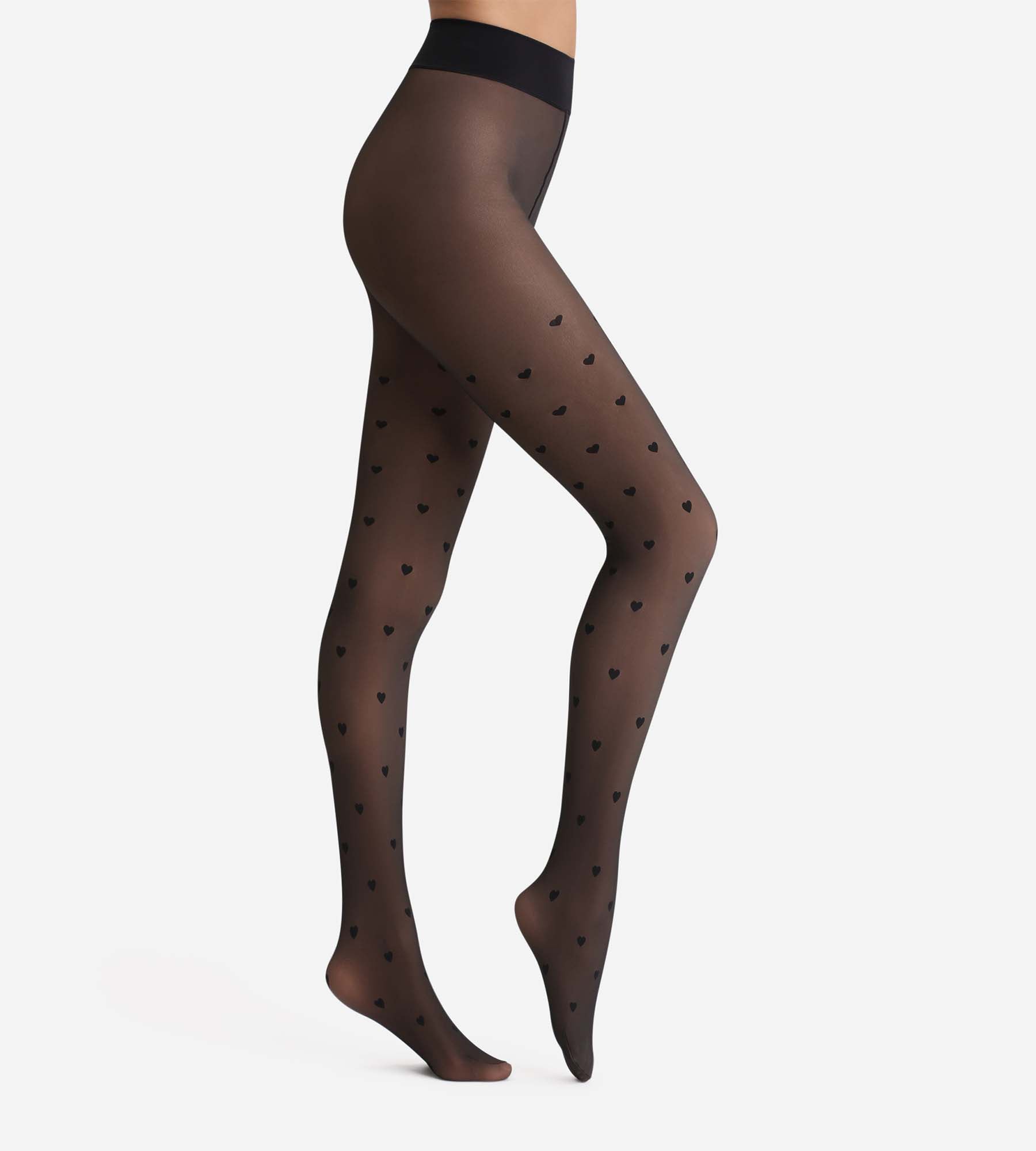 DIM Collant nero trasparente con cuori Thermo