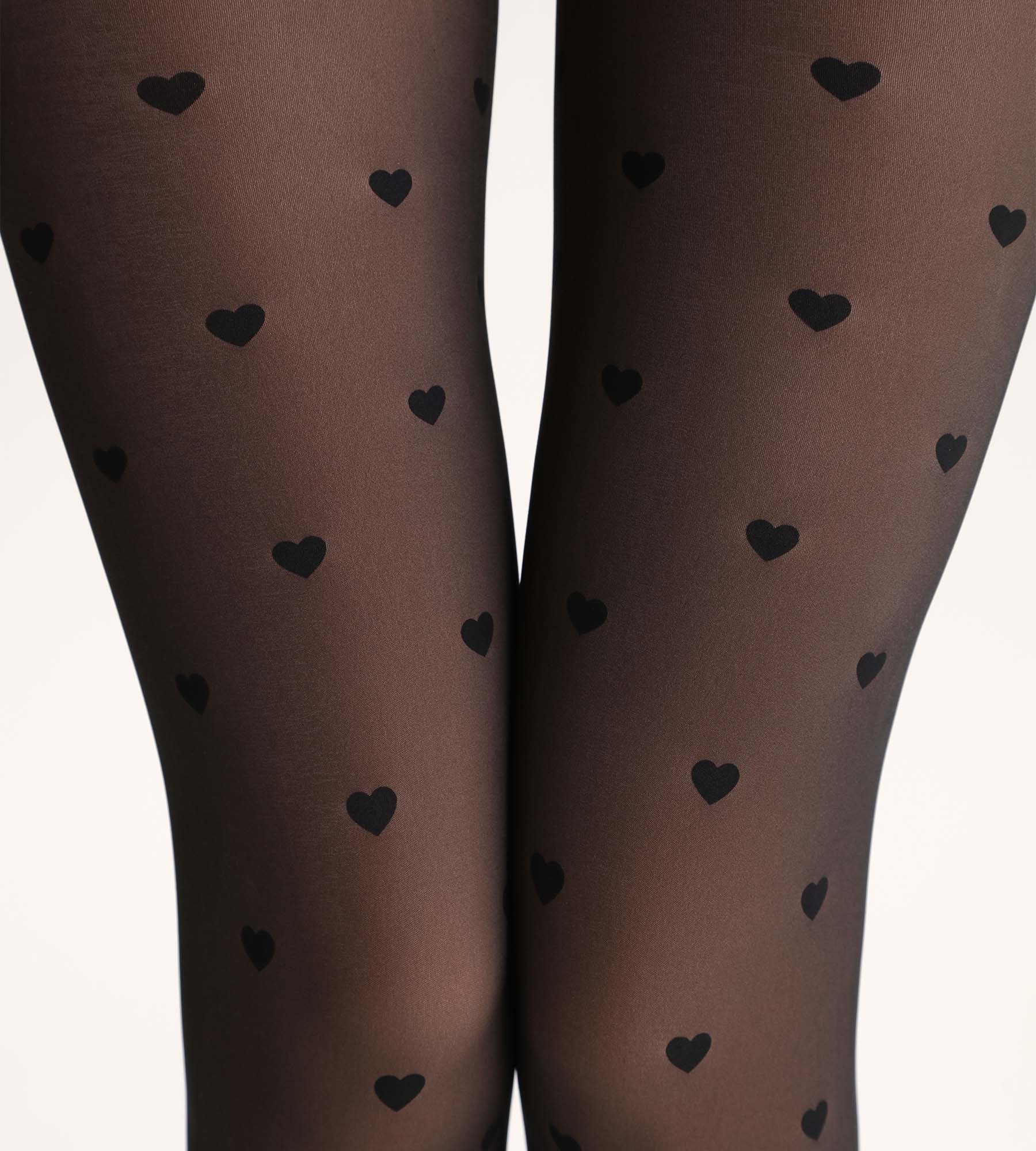DIM Collant nero trasparente con cuori Thermo